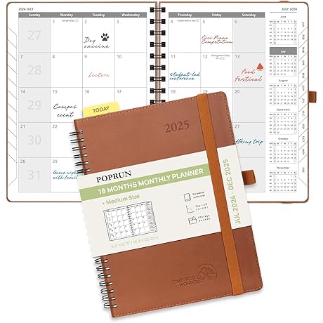 POPRUN Monthly 2024-2025 Spiral Bound Planner