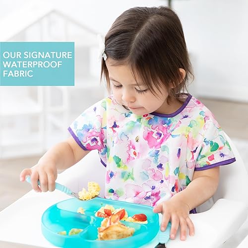 Miniatura 3 de Bumkins Baberos - Baberos para niños pequeños, impermeables, grandes para 1-3 años, manga corta