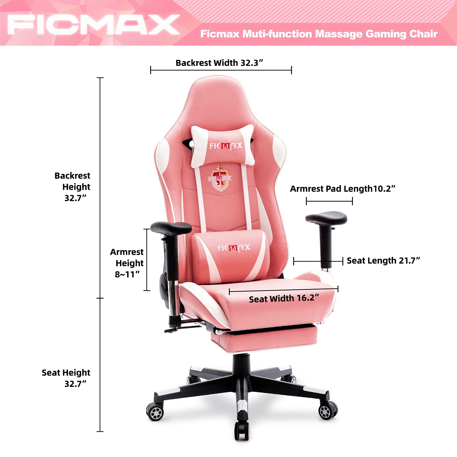 Buy Ficmax Gaming Chair with Footrest, Massage Ergonomic Office Chairs