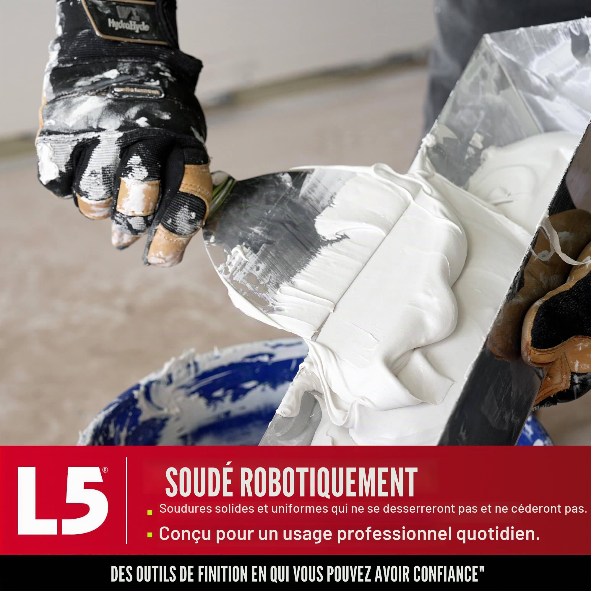 LEVEL5 Couteau à joint en acier inoxydable de 25,4 cm | Lame à mastic de qualité professionnelle, tout métal poli de qualité supérieure, bord affûté de précision, ergonomique, résistant à la