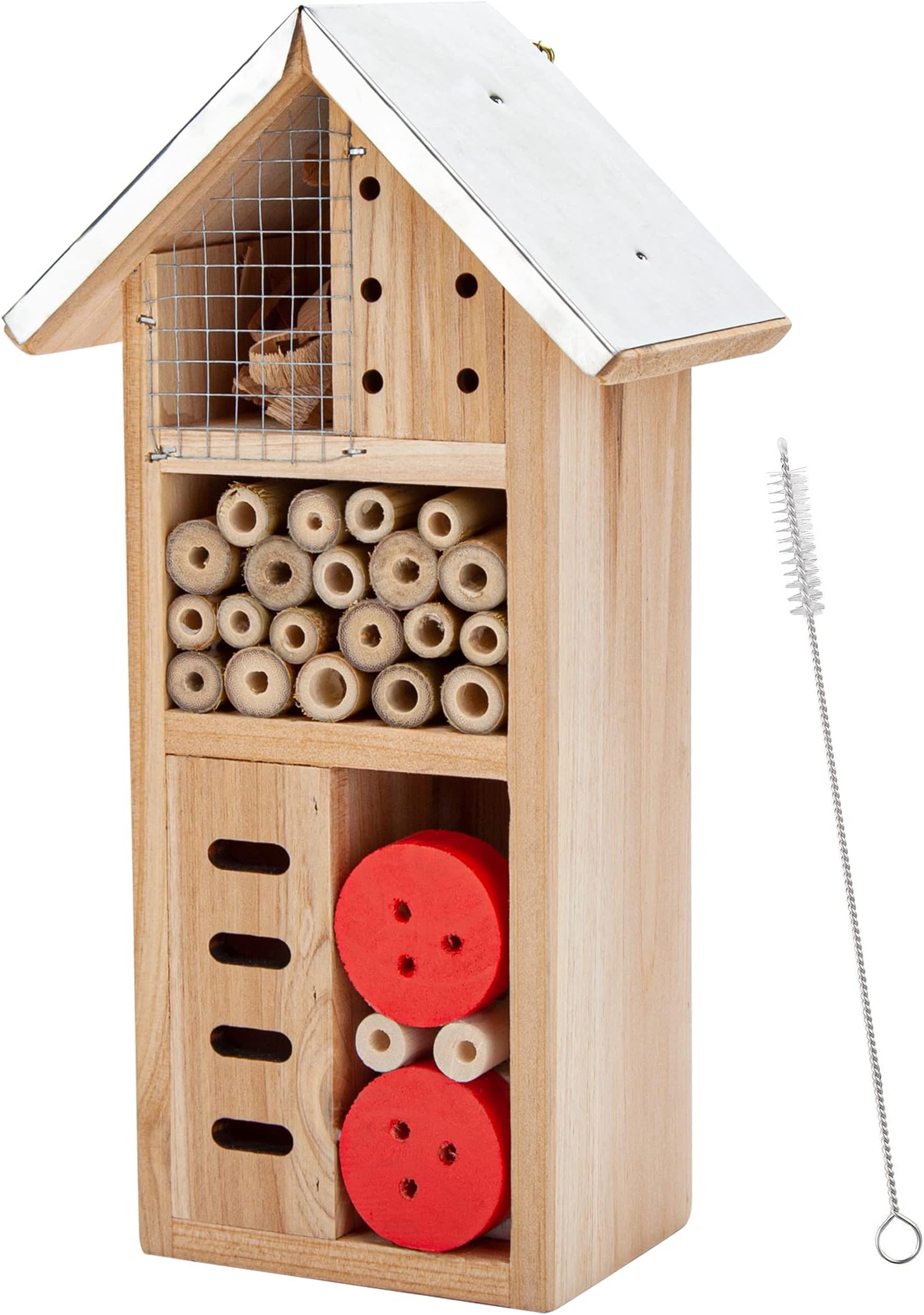 CARTMAN 3 Floor Hanging Insect House for Gardens, Natural Wooden Insect Hotel for Bee, Butterfly, Ladybirds, Beneficial Insect Habitat, Bug Hotel Garden