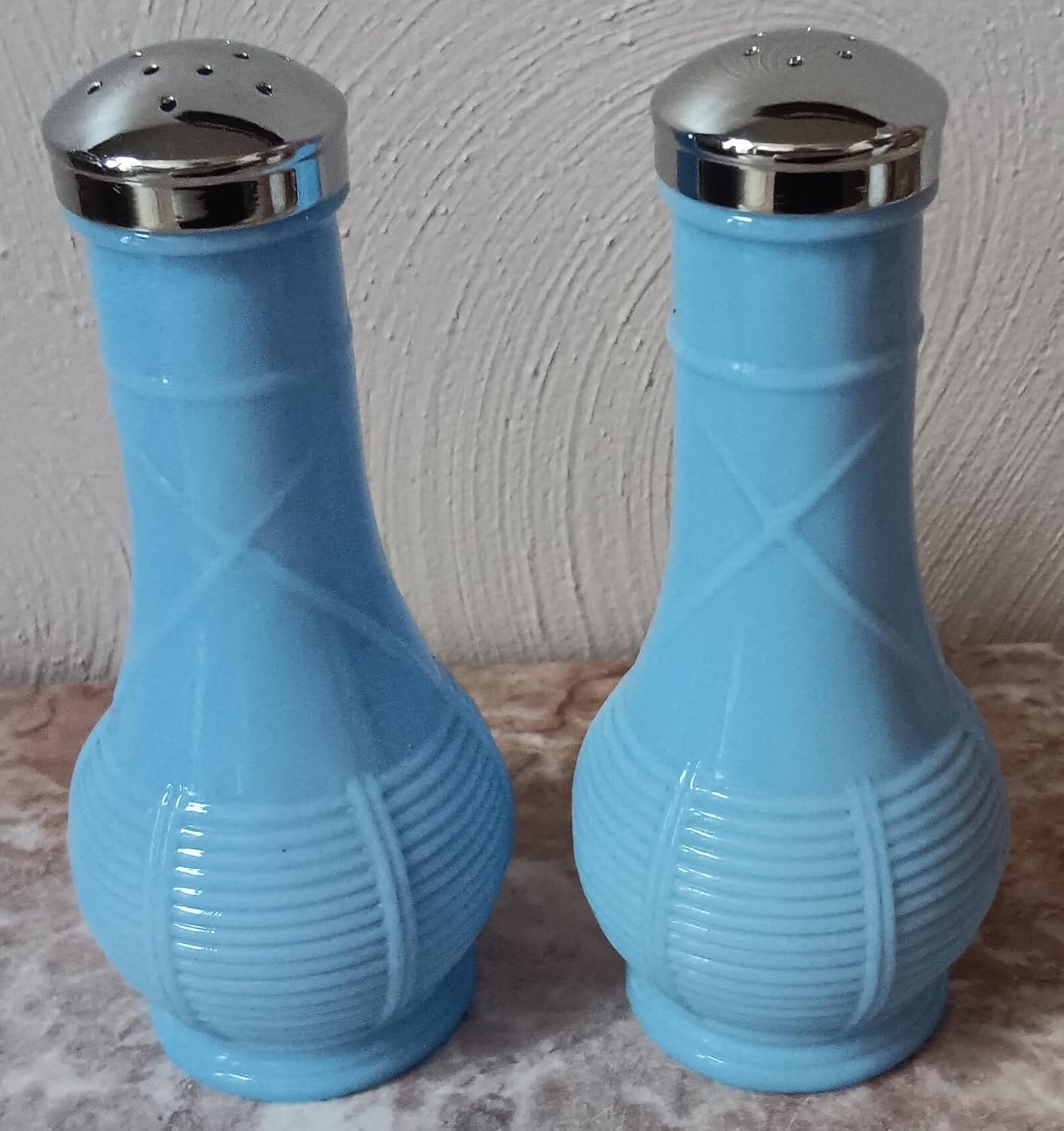 Old Depression Style Delphite Blue Glass Salt & Pepper
