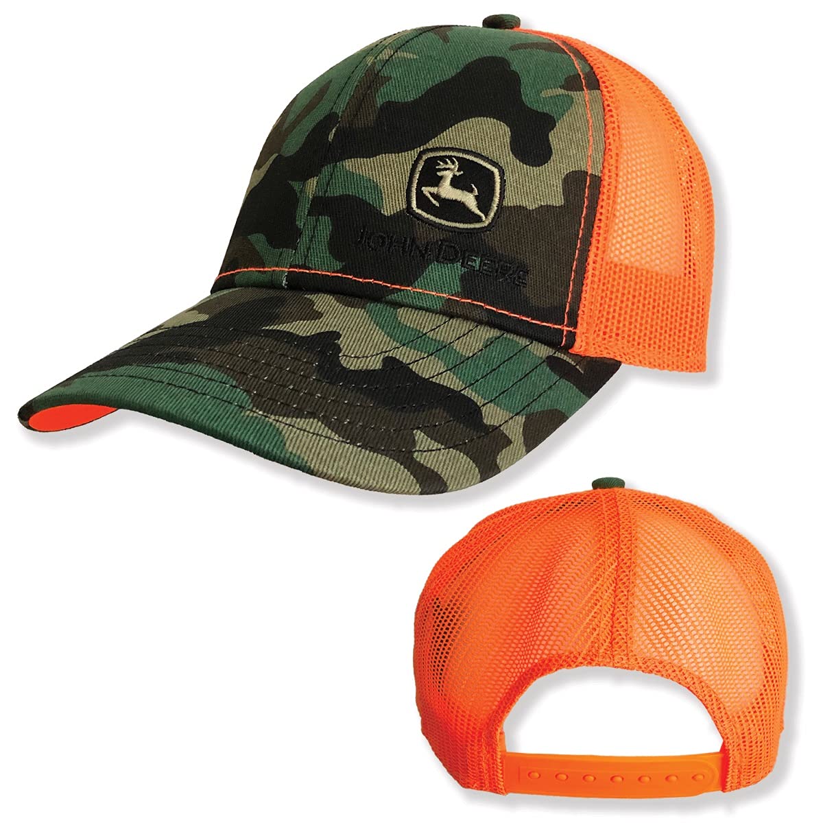 JOHN DEERE Gorra de camuflaje con malla naranja, Camuflaje Naranja, Talla única