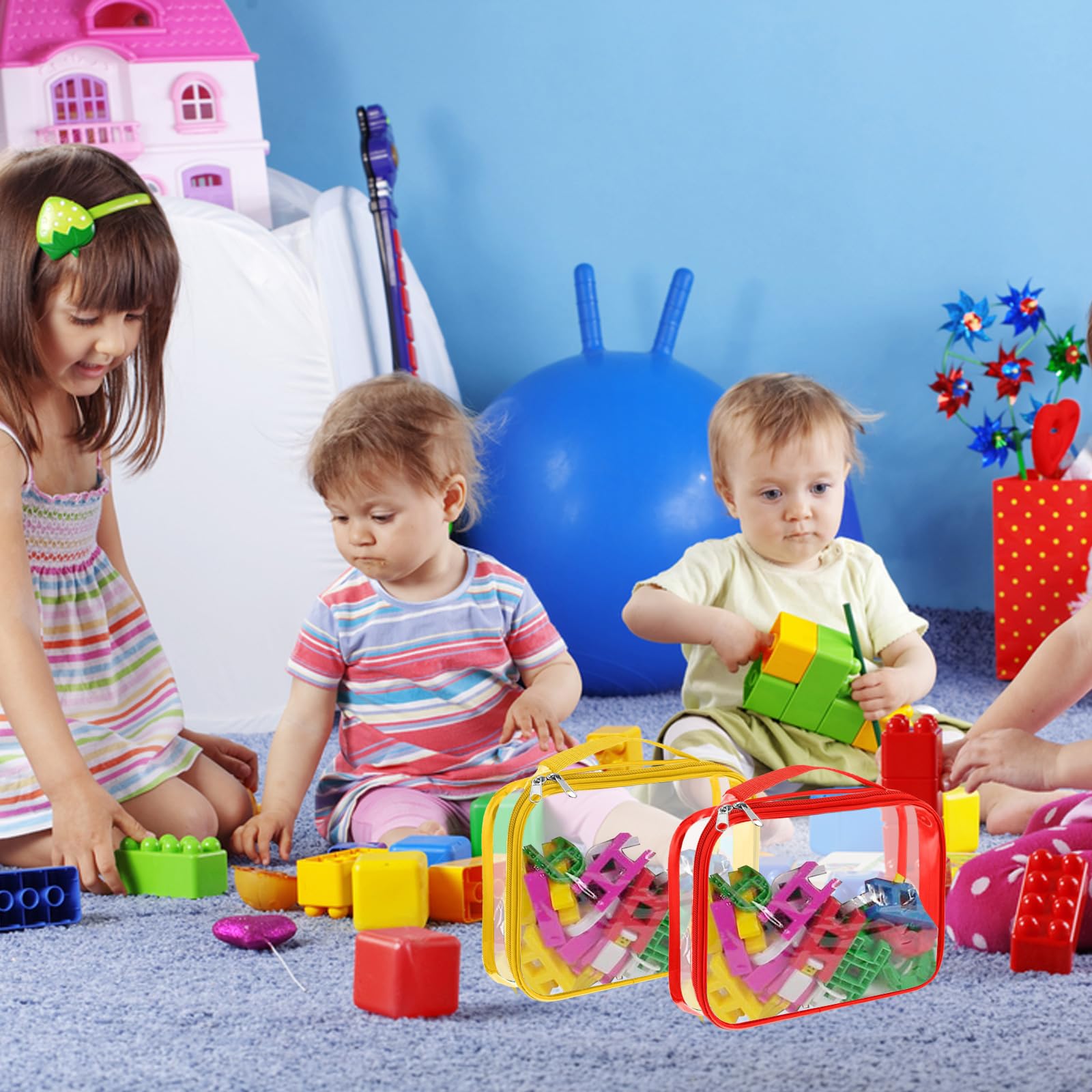 16 bolsas de almacenamiento de juguetes con cremallera, bolsas de plástico impermeables de PVC, organizadoras de plástico, bolsas organizadoras transparentes para juegos de mesa, bloques de