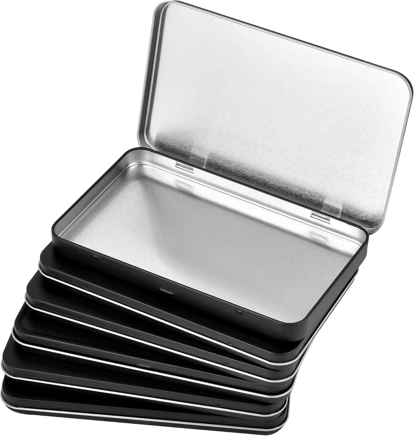 Elesunory 6Pcs Metal Rectangular Hinged Tin Boxes with Lid