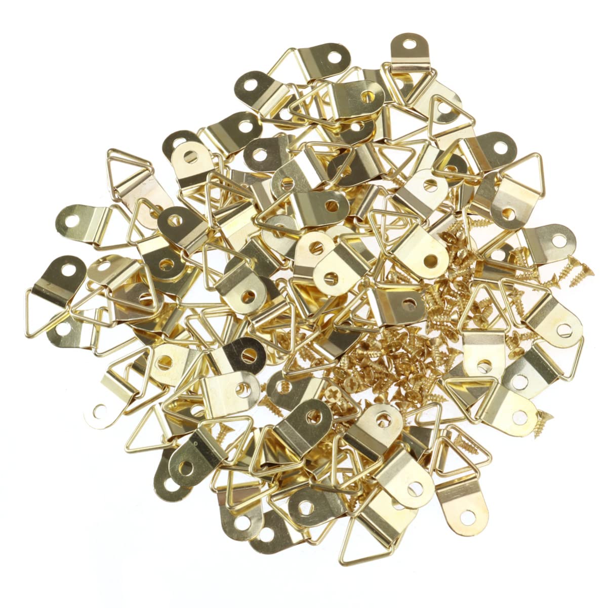 Healifty Small Triangle D Ring Picture Frame Hangers with Screws Wall Mounting Paintings Artwork Photos Frame Hook 50pcs