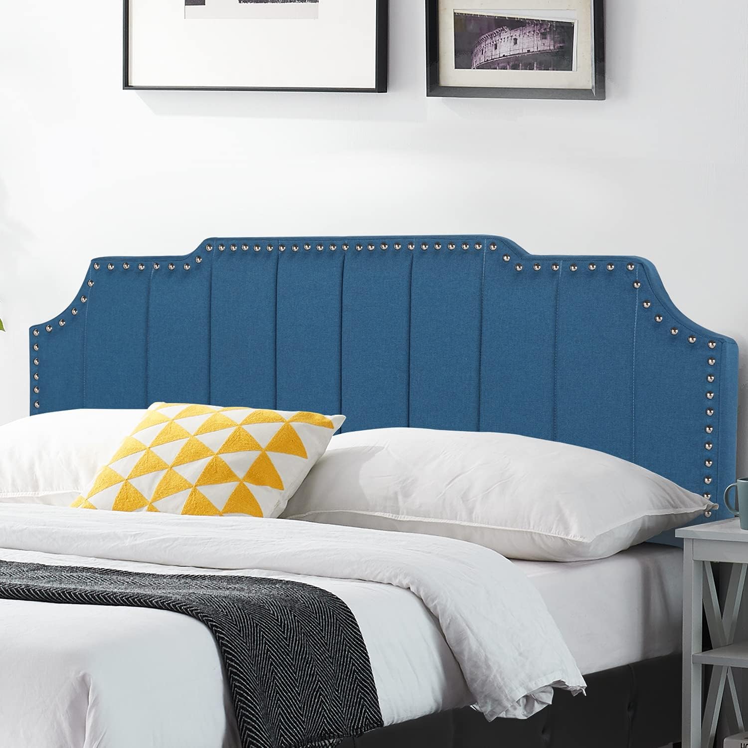 VECELO Upholstered Nail Trim Decor Headboards Fabric