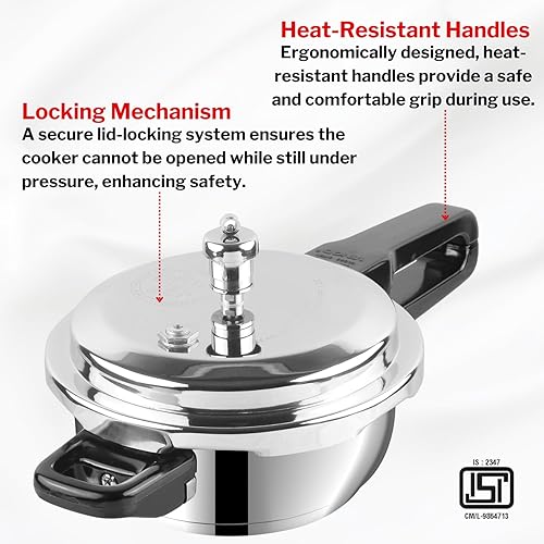 Vista 8 de Vinod V-3L - Olla a presión de acero inoxidable, 3 litros, mediana, color plateado