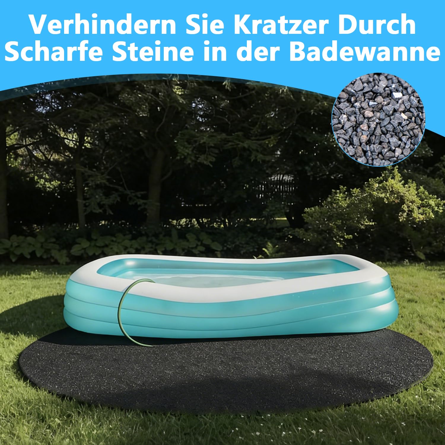 Tappetino rotondo per piscina, 366, antiscivolo, antistrappo, impermeabile, per piscina, vasca idromassaggio