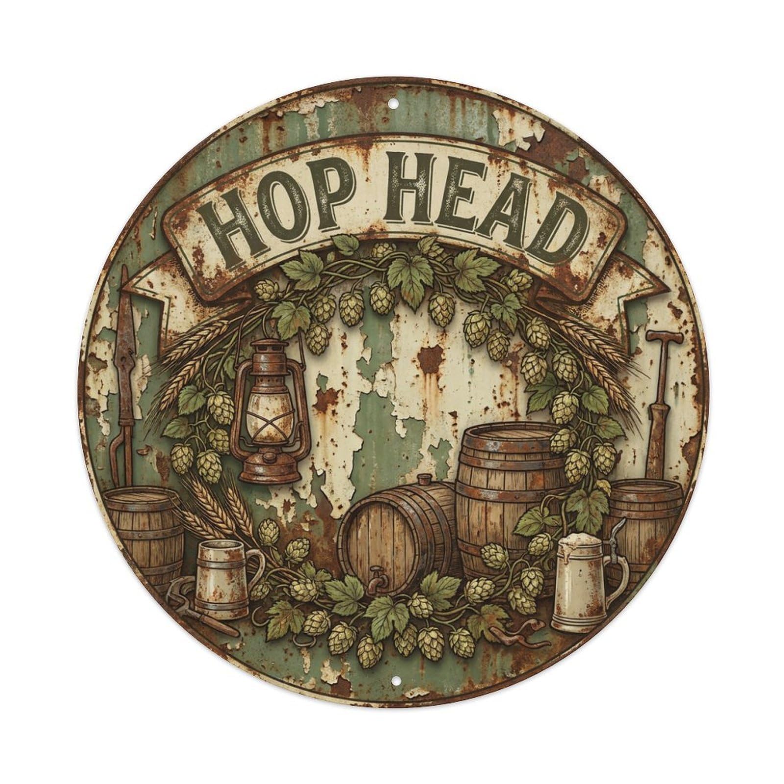 Fyrn Style Metal Tin Sign Vintage Beer Breweriana Hop Head Retro Bar For Pub