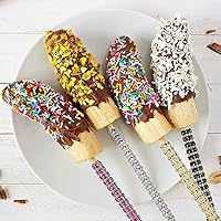 Vista 7 de Kit de 24 palitos de caramelo y manzana, palitos brillantes para tartas, bolsas con tijeras y cinta para recuerdos de fiesta, Halloween, Navidad