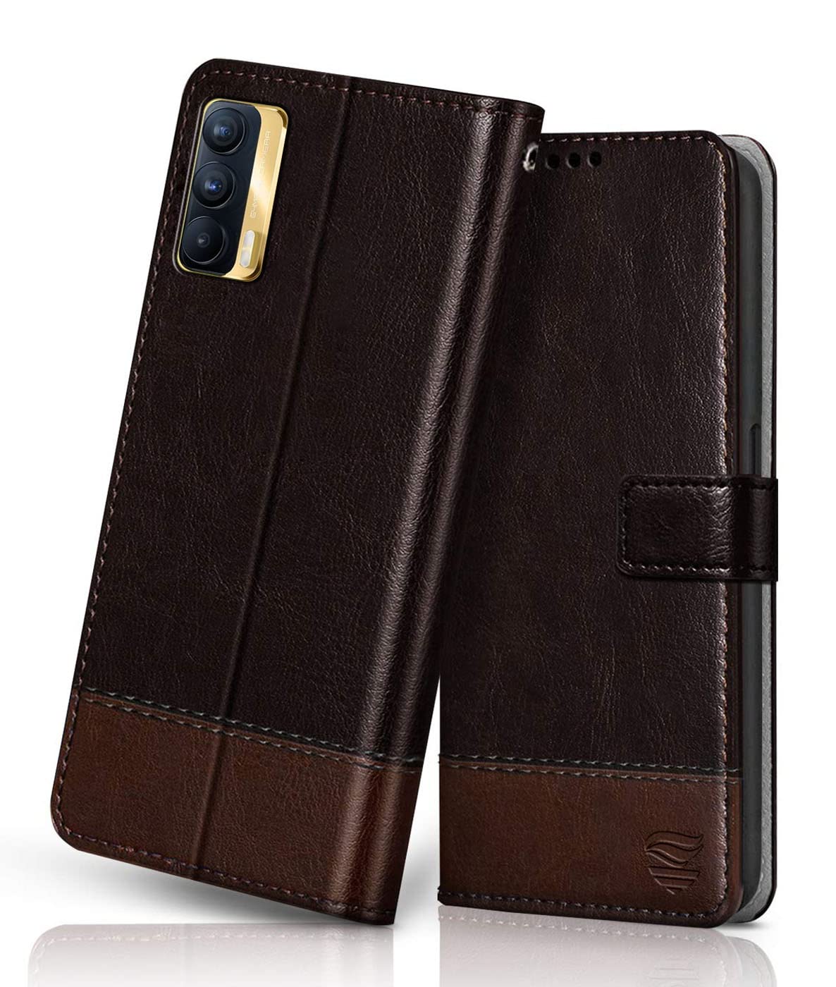 FLIPPED Vegan Leather Flip Case Back Cover for Realme X7 5G (Flexible, Shock Proof | Hand Stitched Leather Finish | Card Pockets Wallet & Stand | Coffee with Brown) (B09L5121C7) Amazon Price History, Amazon Price Tracker