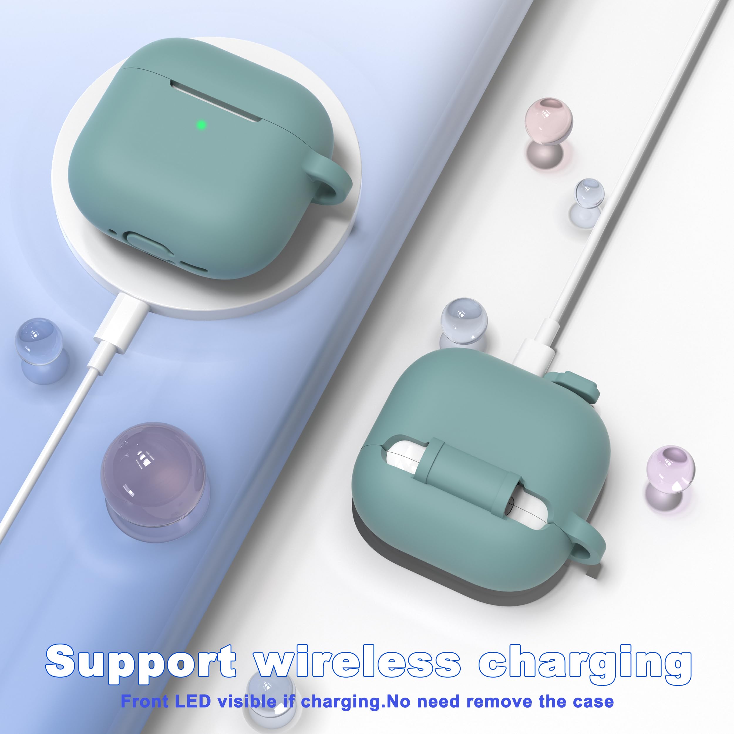 AirPods 4. Generation Hülle Mit Reinigungsset – Weiche Silikon-Schutzhülle, LED Sichtbar, Schlüsselanhänger