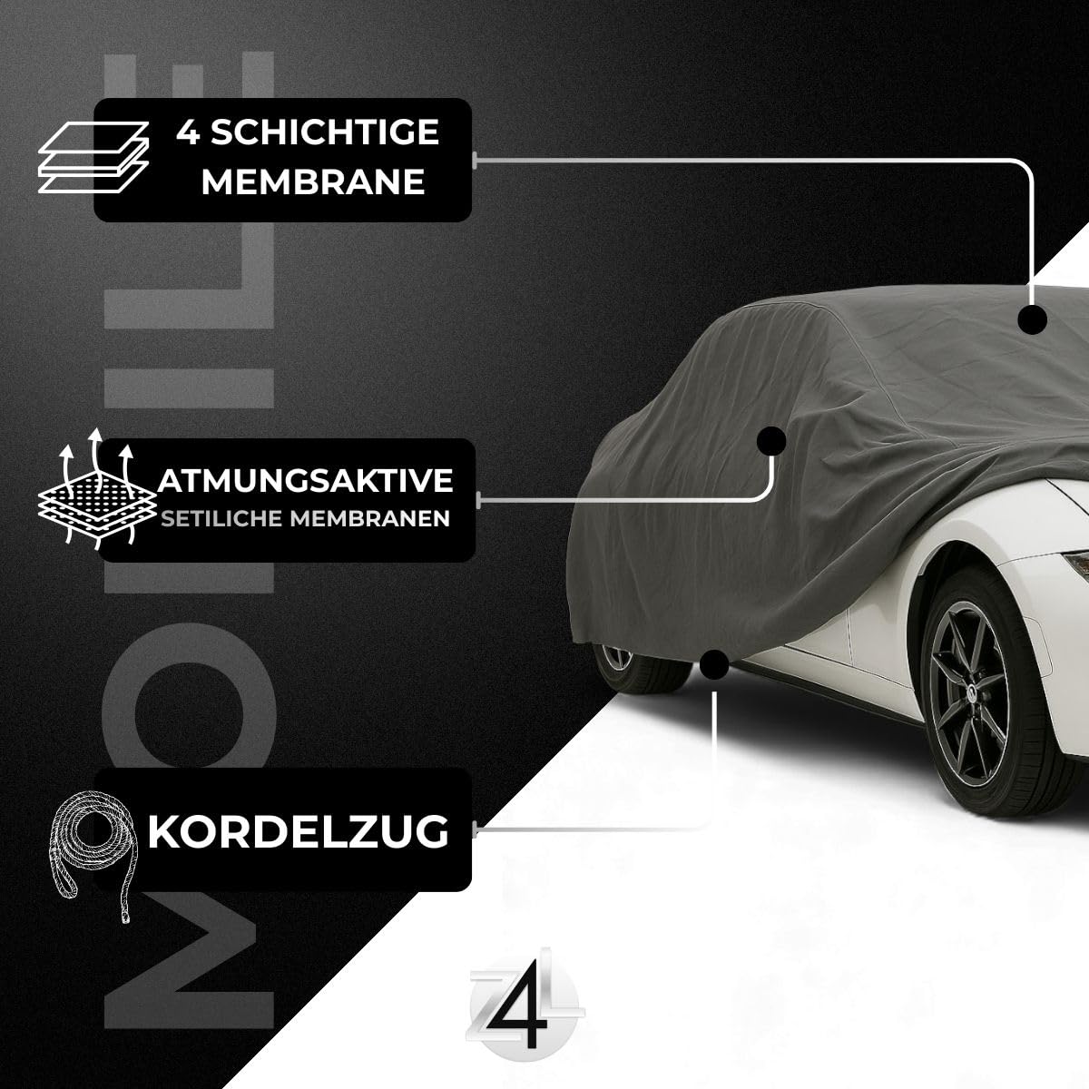 Z4L Premium Autoplane passend für MX-5 Bj. 1989- / 1998- / 2005- / 2015- atmungsaktiv 4-Schicht Outdoor Schutz