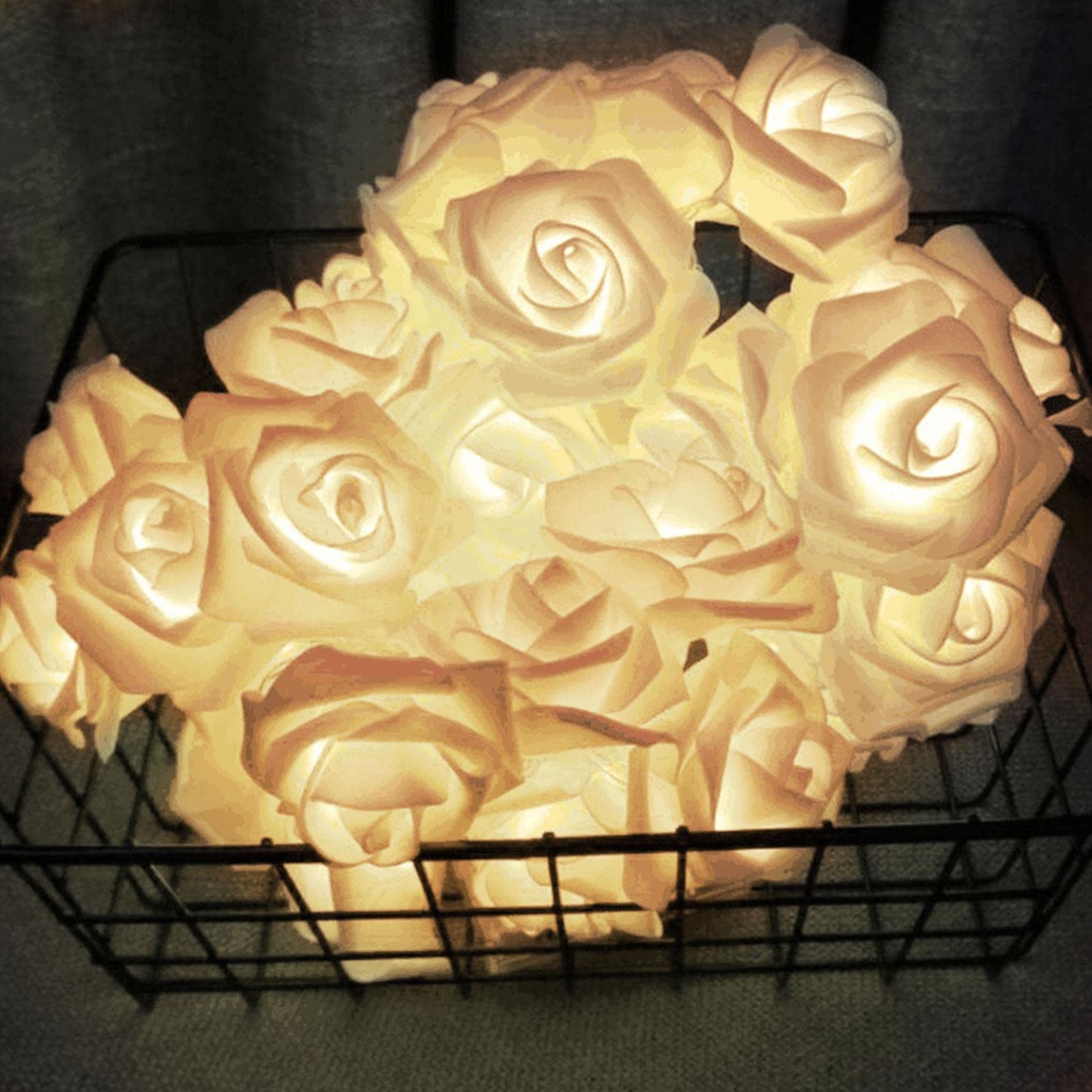 Garland Lights | White Flower Fairy Lights - Pink White Foam Flower Lights Battery Operated for Valentine's Day Decor