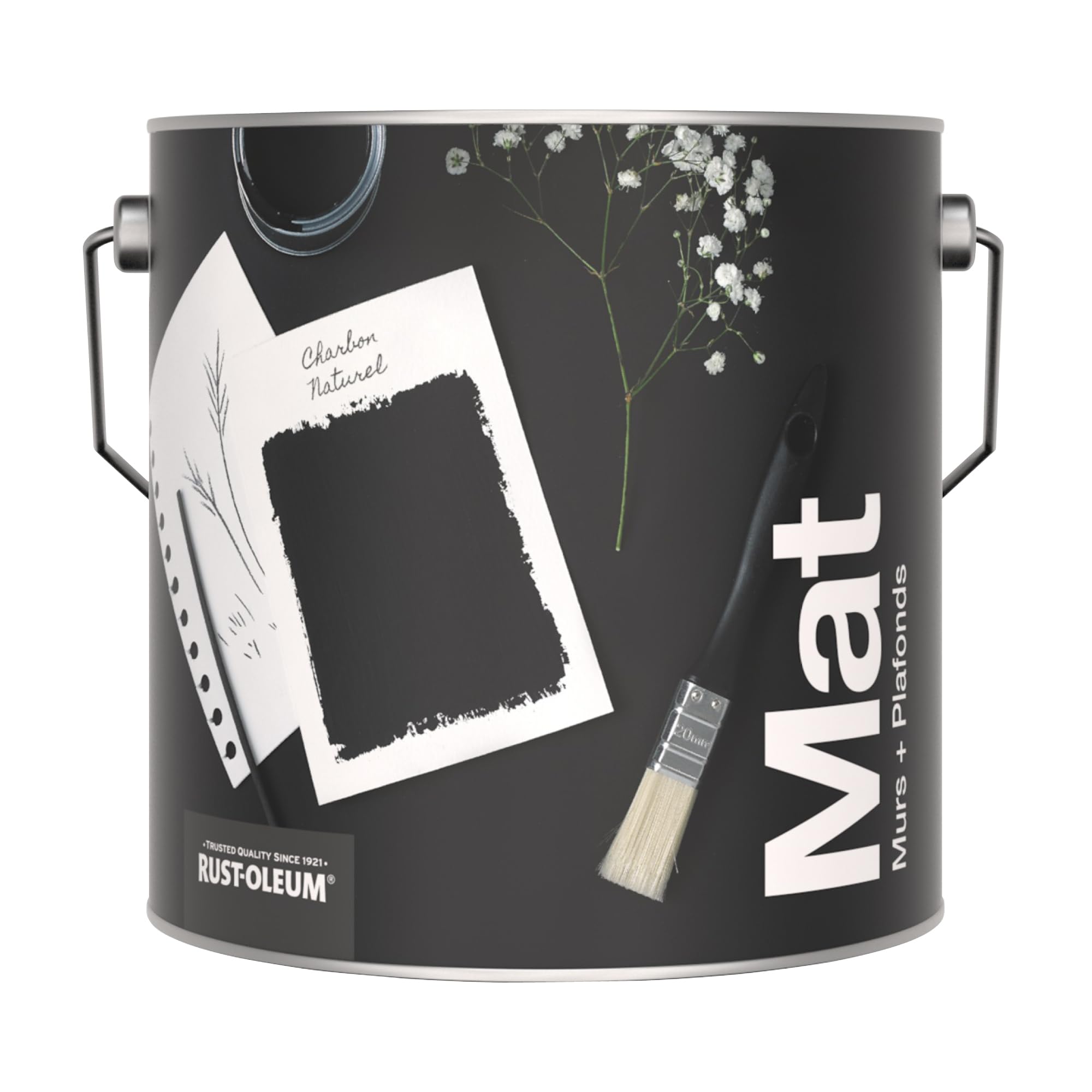 Rust-Oleum Peinture Mate Murs et Plafonds Noir - Charbon Naturel 2,5L