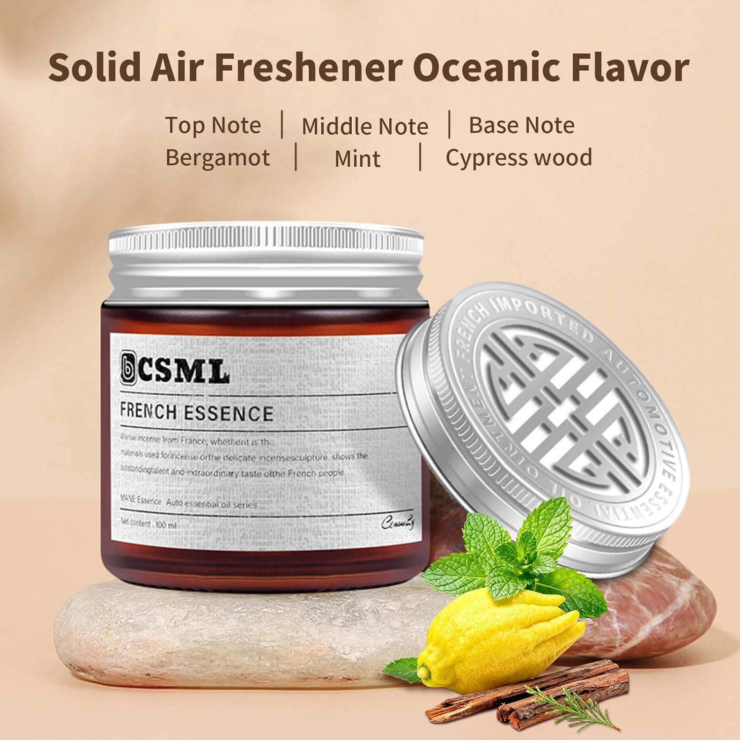Kwak’s Car Air Freshener – Solid Gel Deodorizer Eliminates Bathroom & Auto Odors with Essential Oil, Long-Lasting Scent for Home, Office & SUV (Ocean)