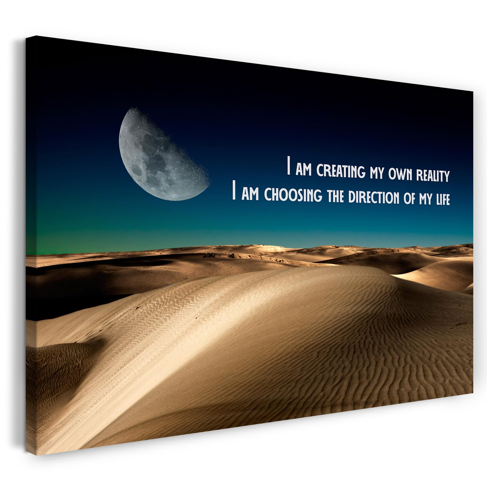 Print on Canvas (80x60 cm) Create your own reality - saying self-realization, spirituality, real wood frame with hook