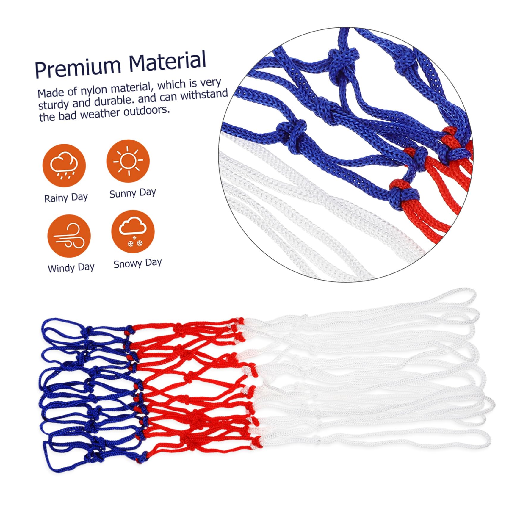 BRIGHTFUFU Basketball Net Kit Professional Replacement Net Nylon Woven for Courts