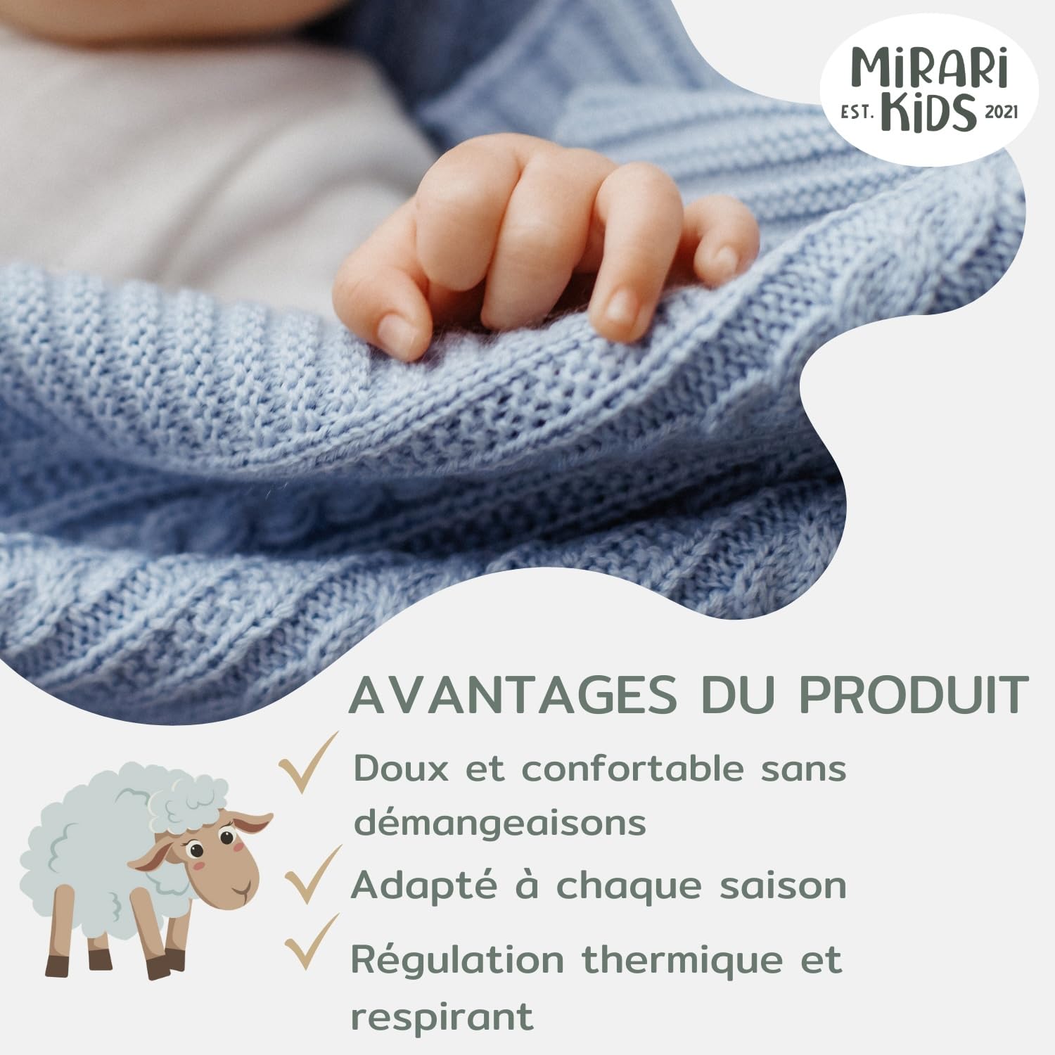 Couverture pour bébé en 100 % laine mérinos – Couverture douillette pour bébé 75 x 100 cm – Couverture en laine pour poussette – Cadeau de naissance fille – Indispensable – Couverture pour