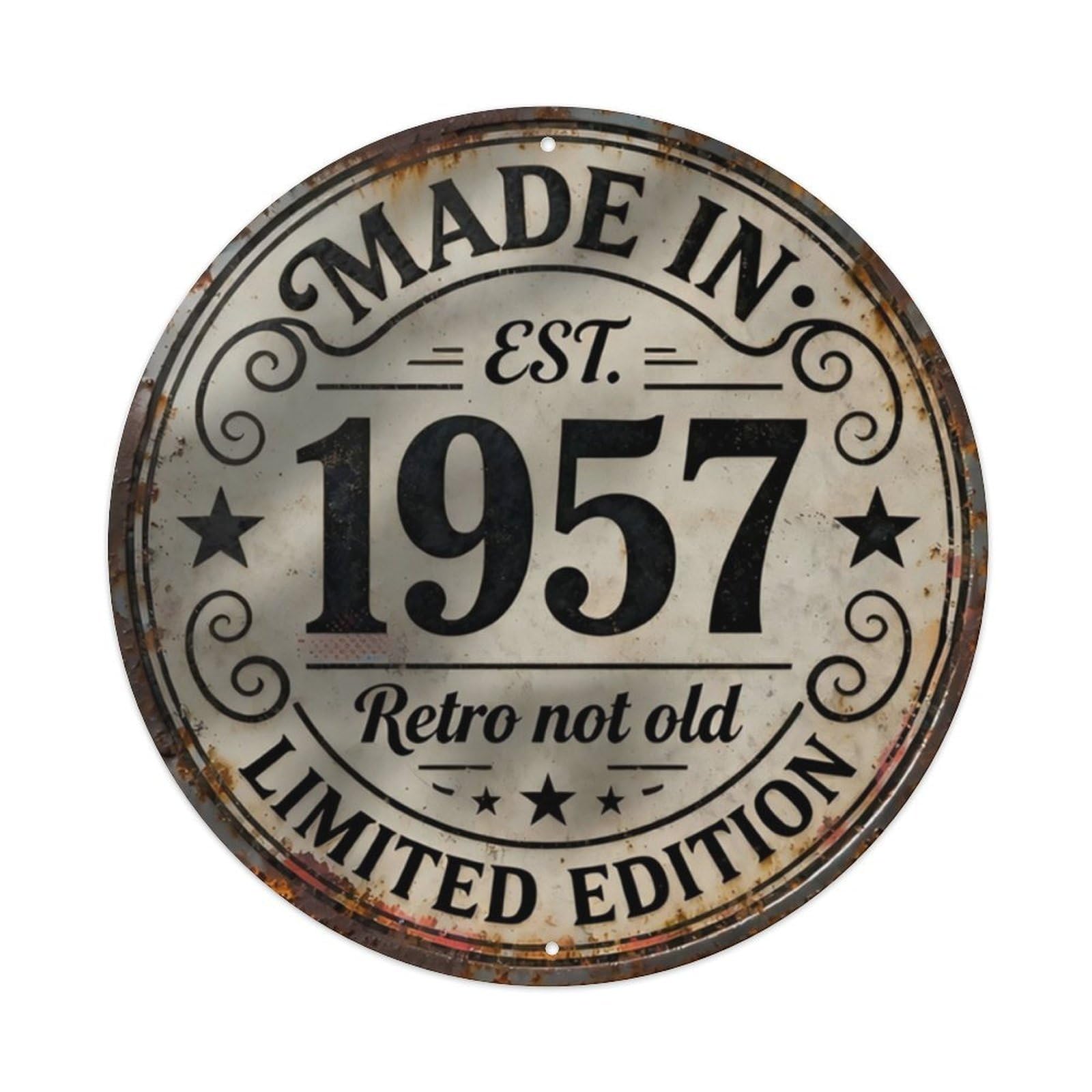 Made In 1957 Vintage Limited Edition Wall Sign Vintage Aluminium Metal Sign, Retro Wall Decor for Home, Bar, Garage & Farmhouse 20x20cm