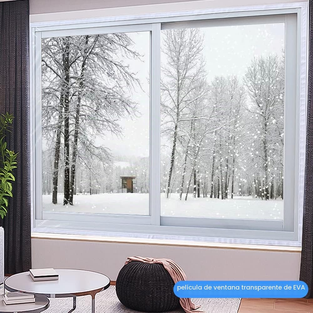 Película térmica para Aislamiento de Ventanas de PVC, lámina Aislante Transparente,Aislante Termico Ventanas para protección contra el frío(200x200 cm)