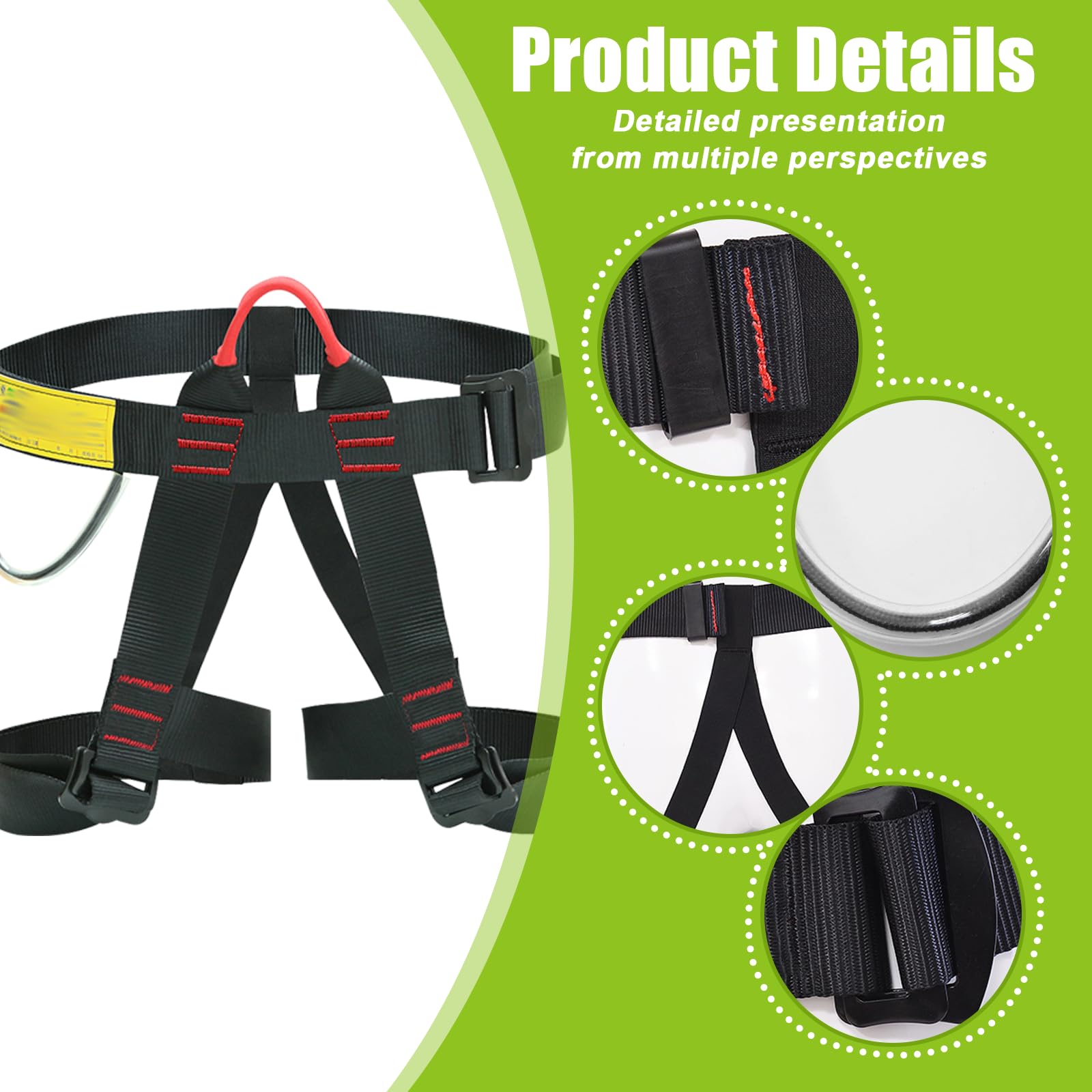 Nizirioo Harnais D'escalade,Baudrier Escalade Avec Gants,Harnais Élagage Ceinture De Sécurité,Harnais Guide Demi-Corps Pour Homme,Femme,Alpinisme,Escalade,Rappel