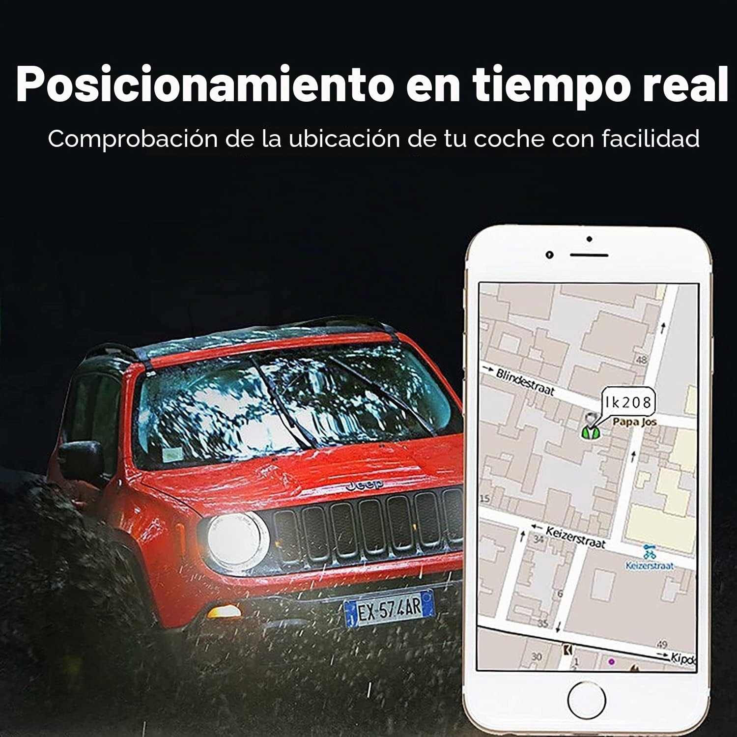 TKMARS Localizador GPS, GPS Coche Localizador a Bordo de Batería 10000mAh en Espera Durante 120 Días, GPS a Bordo IP65, Alarma de Valla Geográfica, Aplicación Gratuita, Negro