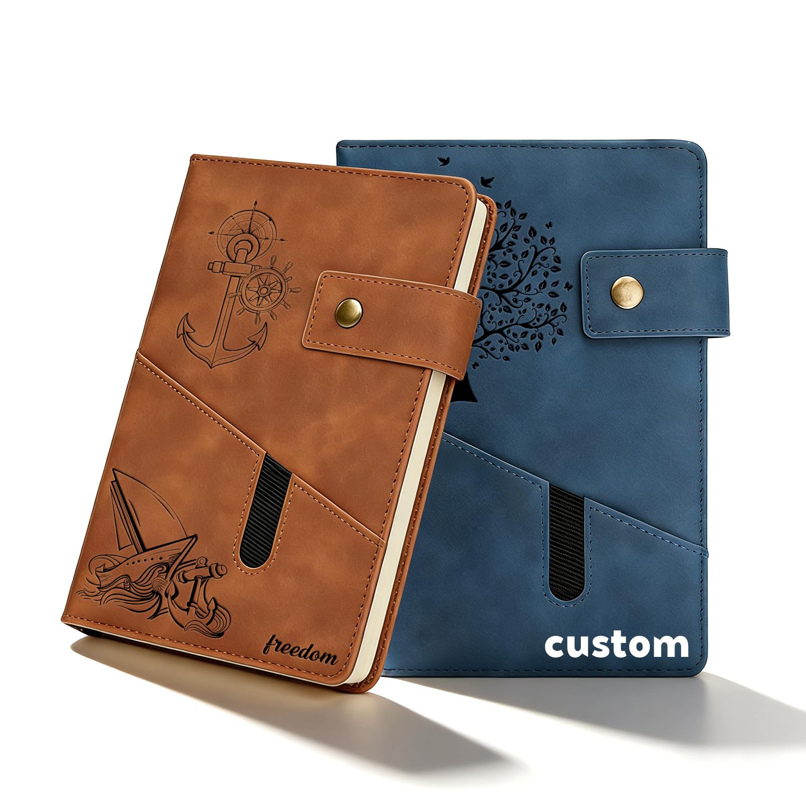 QSZ Personalised A5 Notebook Custom 2026 Journal Hardcover Leather Notebook and Pen Set Gift for Business Traveler Men Women Graduates (Personalised journal - 4)