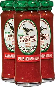 Kit 3 Vidros de Pimenta Macerada Fogo Mineiro 100ml - Escolha sua Pimenta Favorita | Pimenta de Qualidade, Temperos Especiais para Receitas e Aperitivos (3 Trinidad Scorpion)