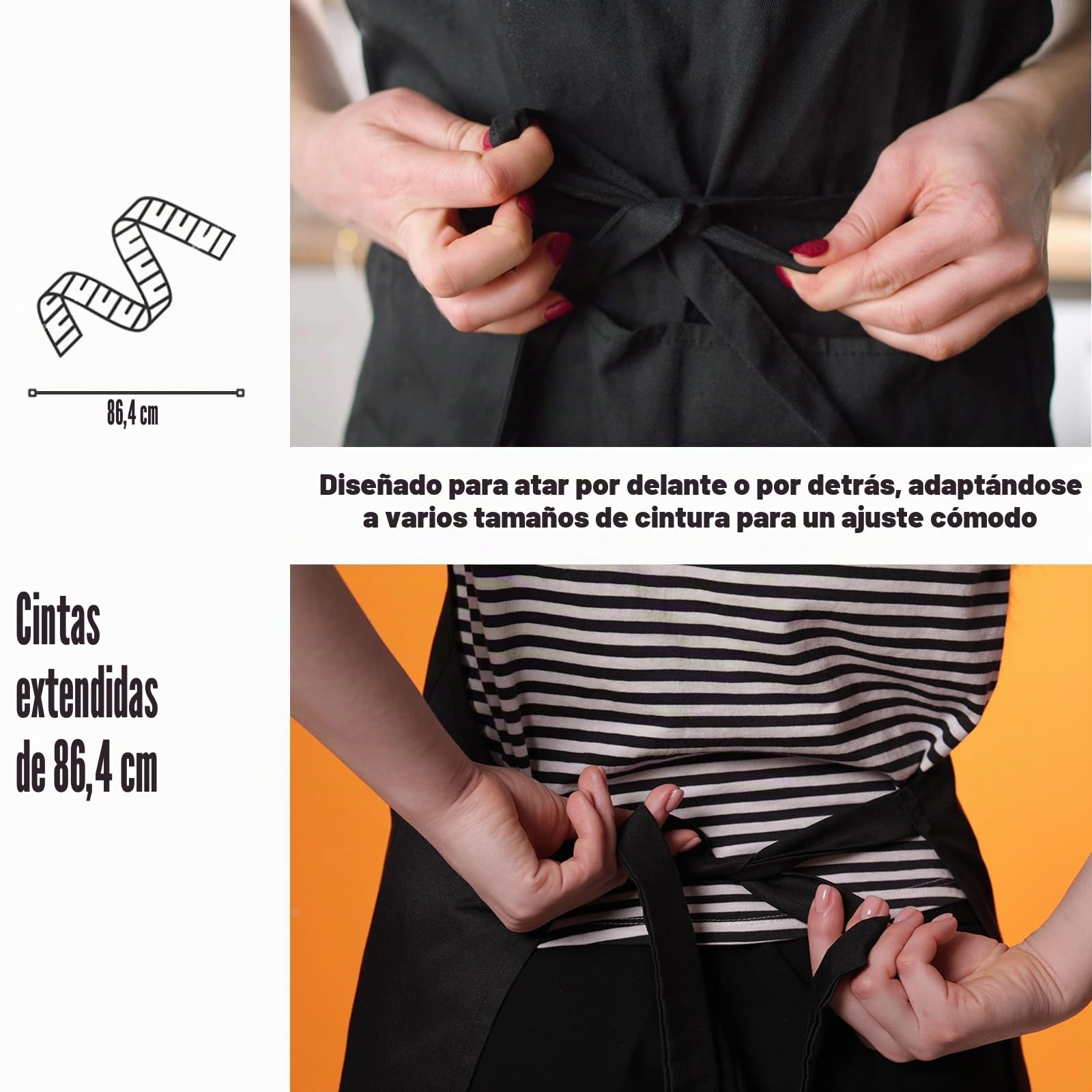 NOBONDO, Delantales unisex con 2 bolsillos espaciosos, lavables a máquina para cocina, manualidades, barbacoa o dibujo, 12 unidades, Negro