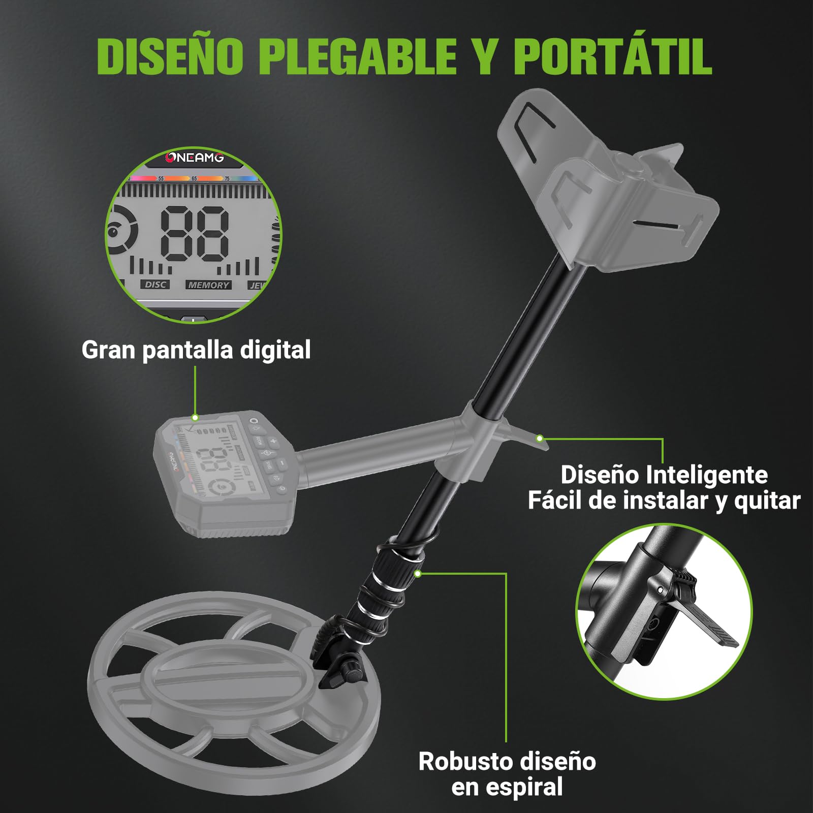 Detector de Metales,Metal Detector para Niños y Adultos 5 Modos IP68 Waterproof Coil Detector de Metales Profesional con Auriculares, Pala Excavadora y Mochila