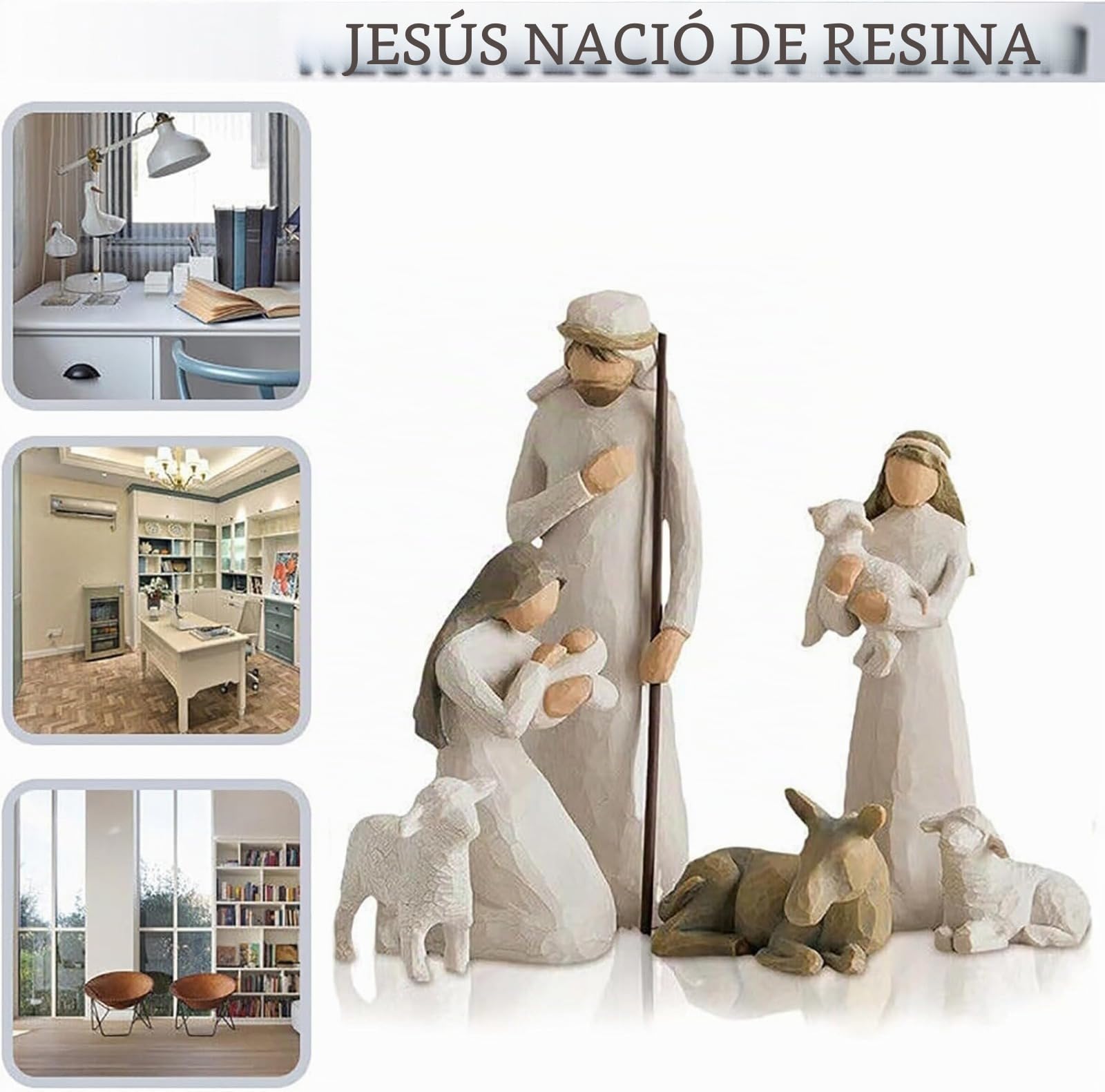 Set de Belén Figuras de Resina, Nacimiento Navidad, Santa Familia Decoración
