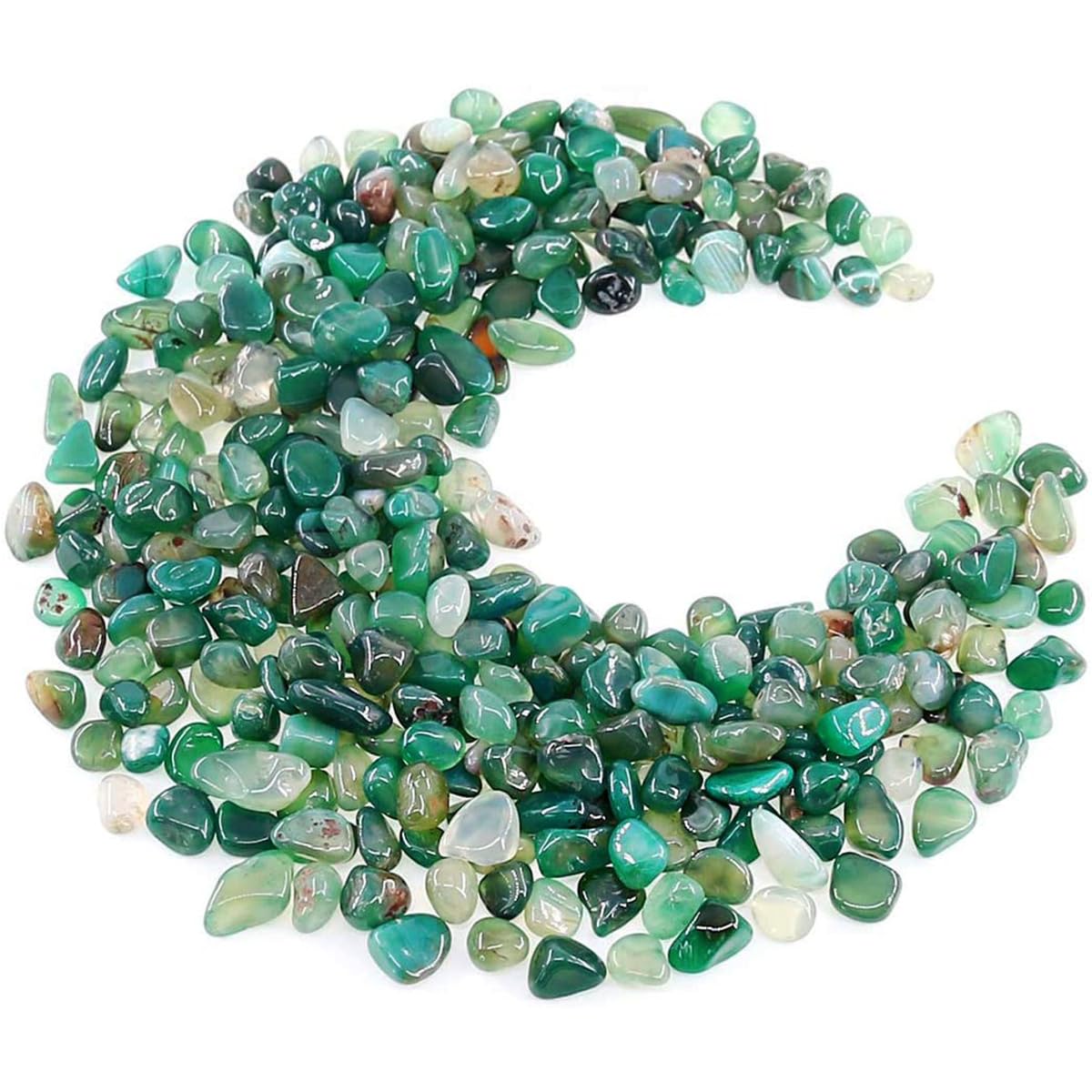 WAYBER Decorative Polished Tumbled Agate Stones Crystal Pebbles, 1 Lb Green