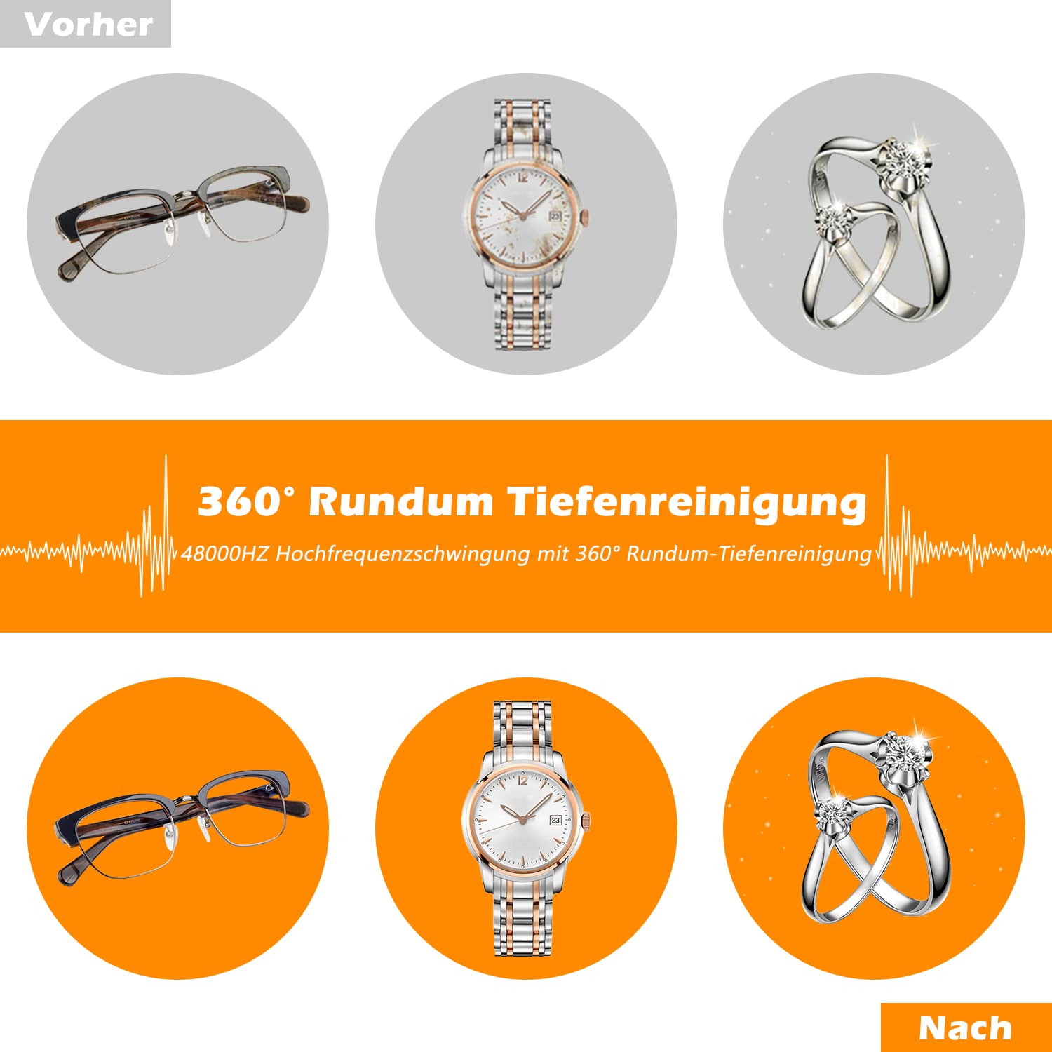 Ultraschallreinigungsgerät Ultraschallreiniger KECOOLKE 750mL brille | Ultraschallgerät Ultrasonic Cleaner mit digitalem Timer für Brillen, Ringe, Münzen, Fingerringe, Geld，zahnprothesen
