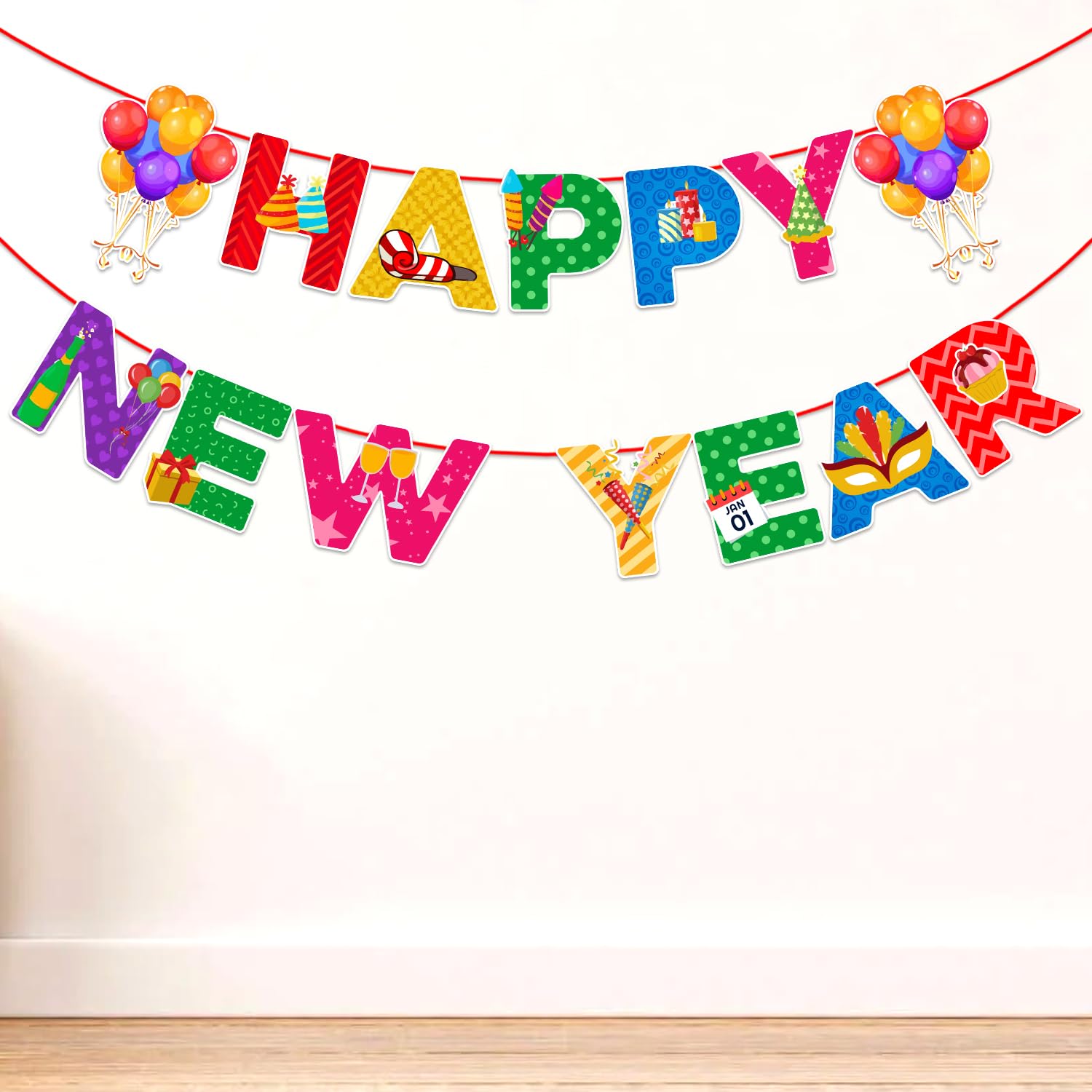 Zyozique® 1 Set Paper Banner Happy New Year Decorations 2026 New