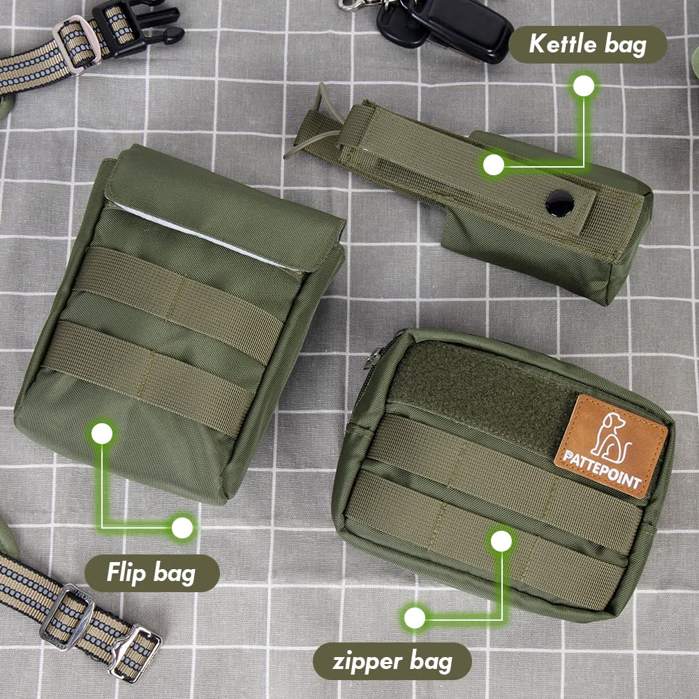 Pattepoint Hondentuigje, paktas, extra accessoirerugzak, 3-delige set voor tactisch hondenharnas, zijtassen voor groot hondenharnas, MOLLE Pouch accessoires - geel