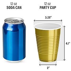 DecorRack Gold Plastic Cups, 12 oz Disposable Cups, Reusable Party Supplies (40 Count)