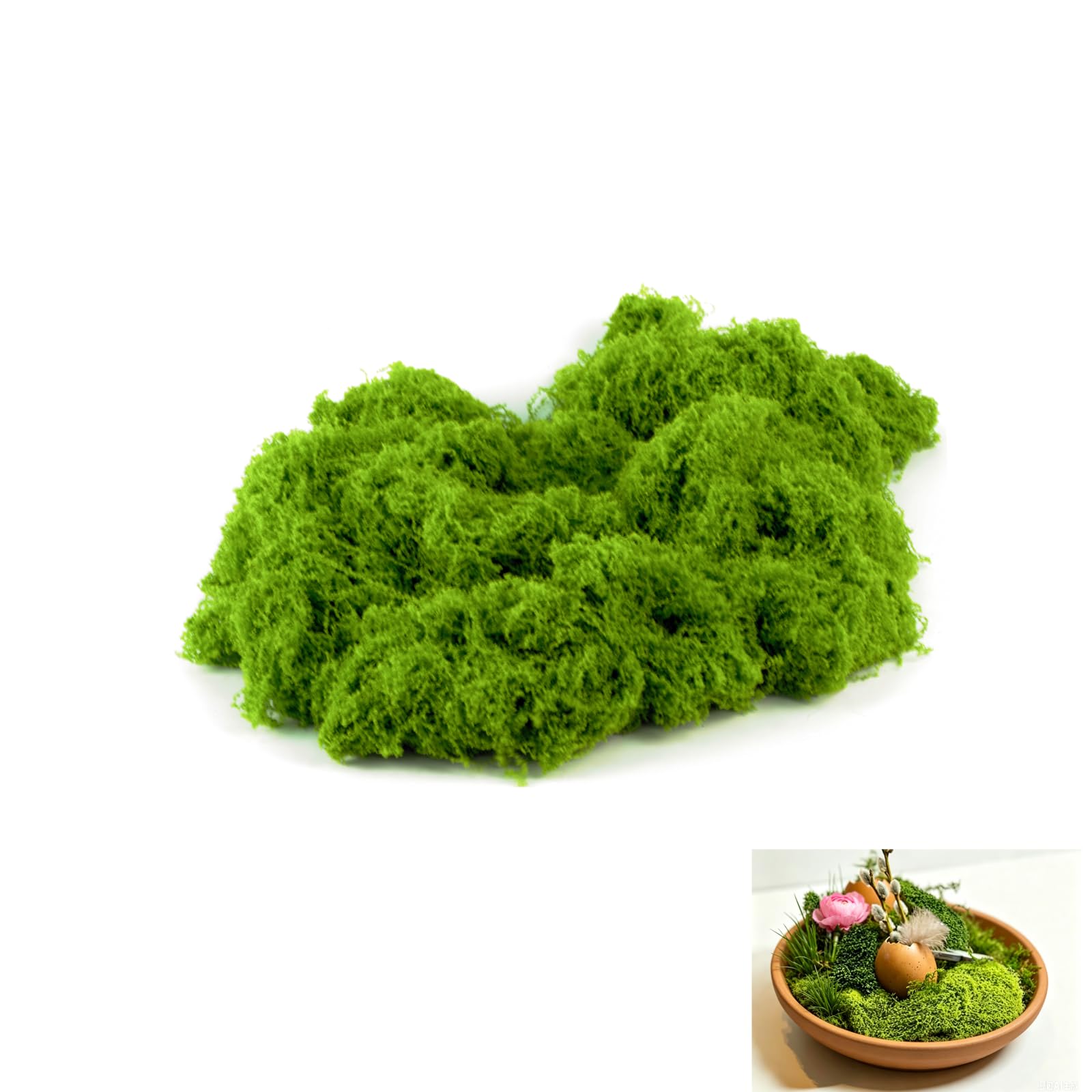 JinZeYou 100g Artificial Moss for Crafts, Green Fake Moss, Fake Decorative Mosses for Crafting Plant Garden Lawn DIY Crafts Landscaping Model Making Decoration(Light Green)