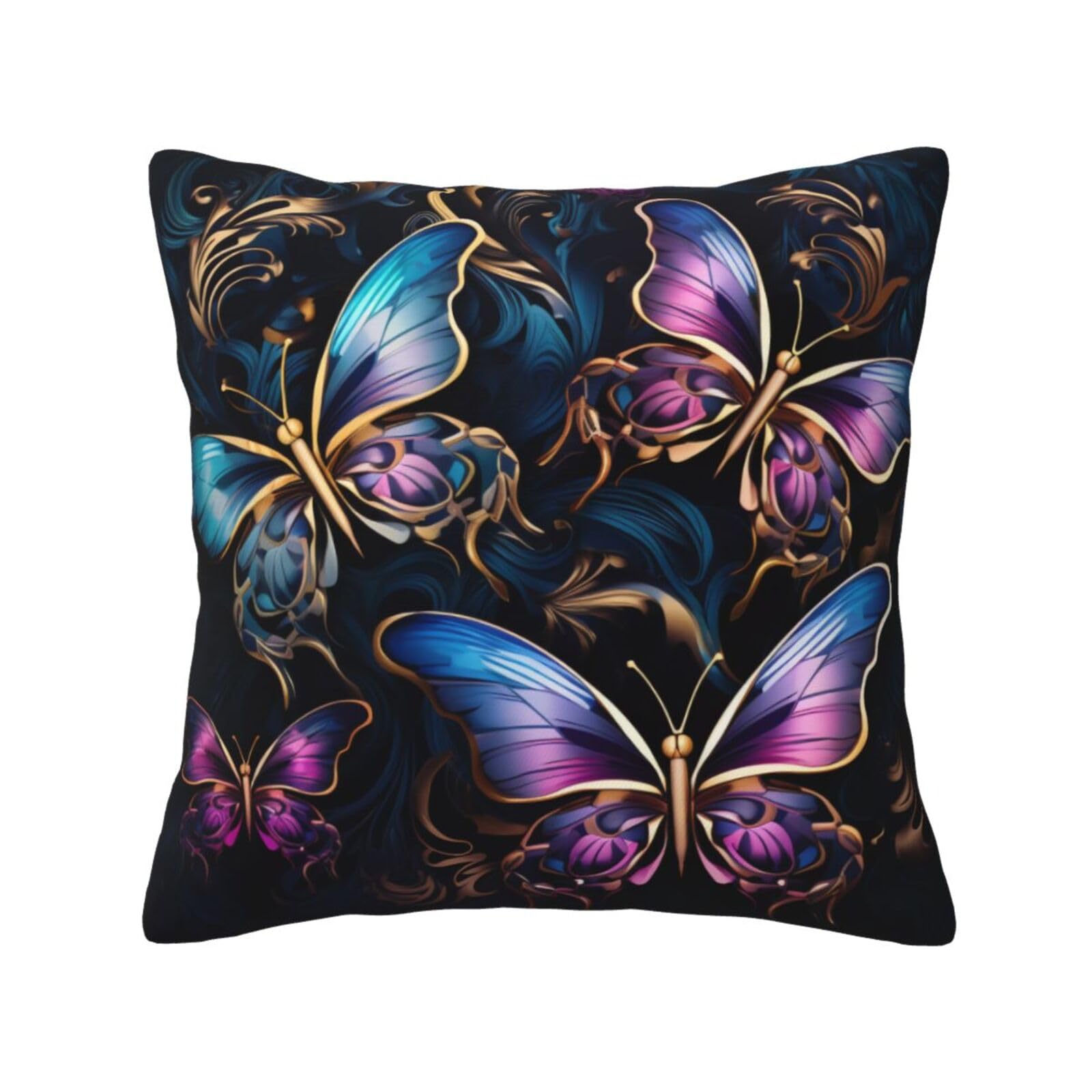 SXZVVBN Dark Three ButterfliesDecorative Square Sofa Cushion Covers