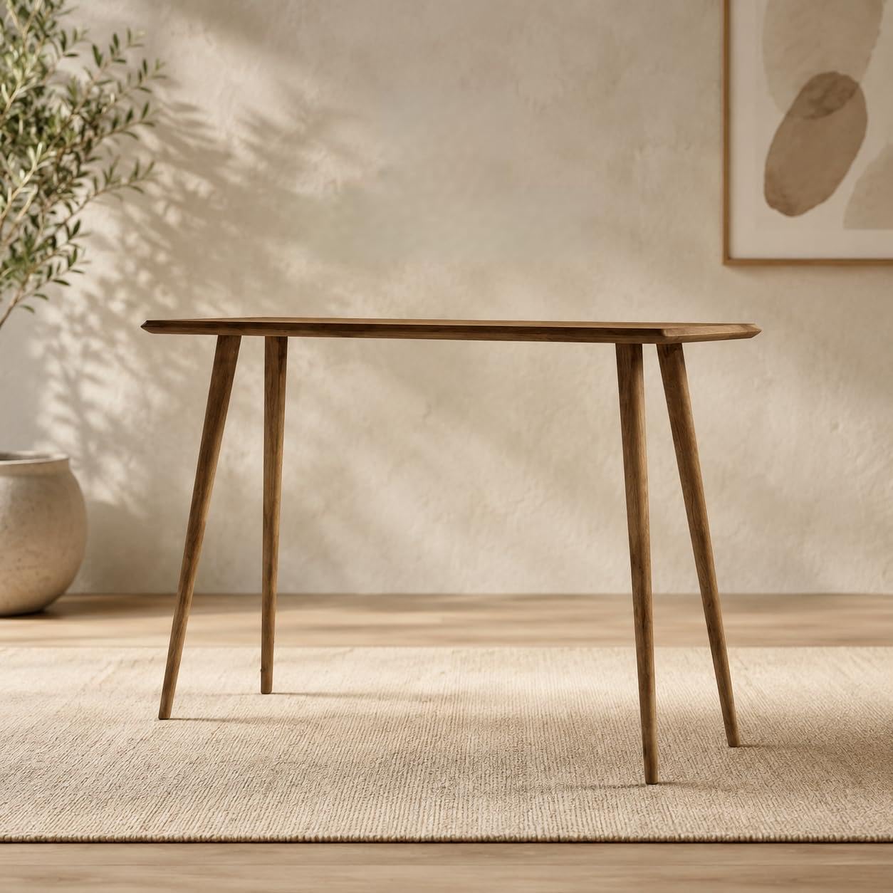 Modern Wooden Console Table for Living Room & Entryway | Minimalist Sofa Side Table | Natural Finish Hallway Table-image-44