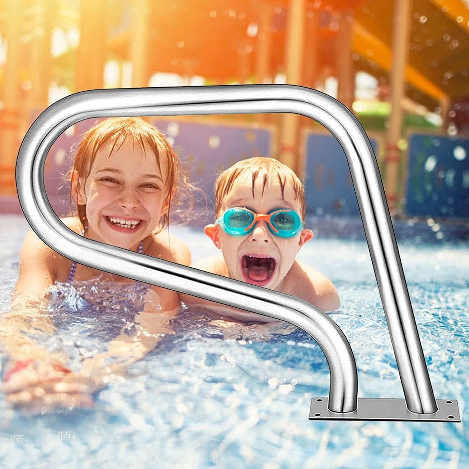 Pool Handrail Swimming Pool Safety Hand Rail Swimming Pool Rail, Pool Railing 304 Stainless Steel Ladder Step Handrail for Swimming Pool, Sloped Entry, Spa, Water Park