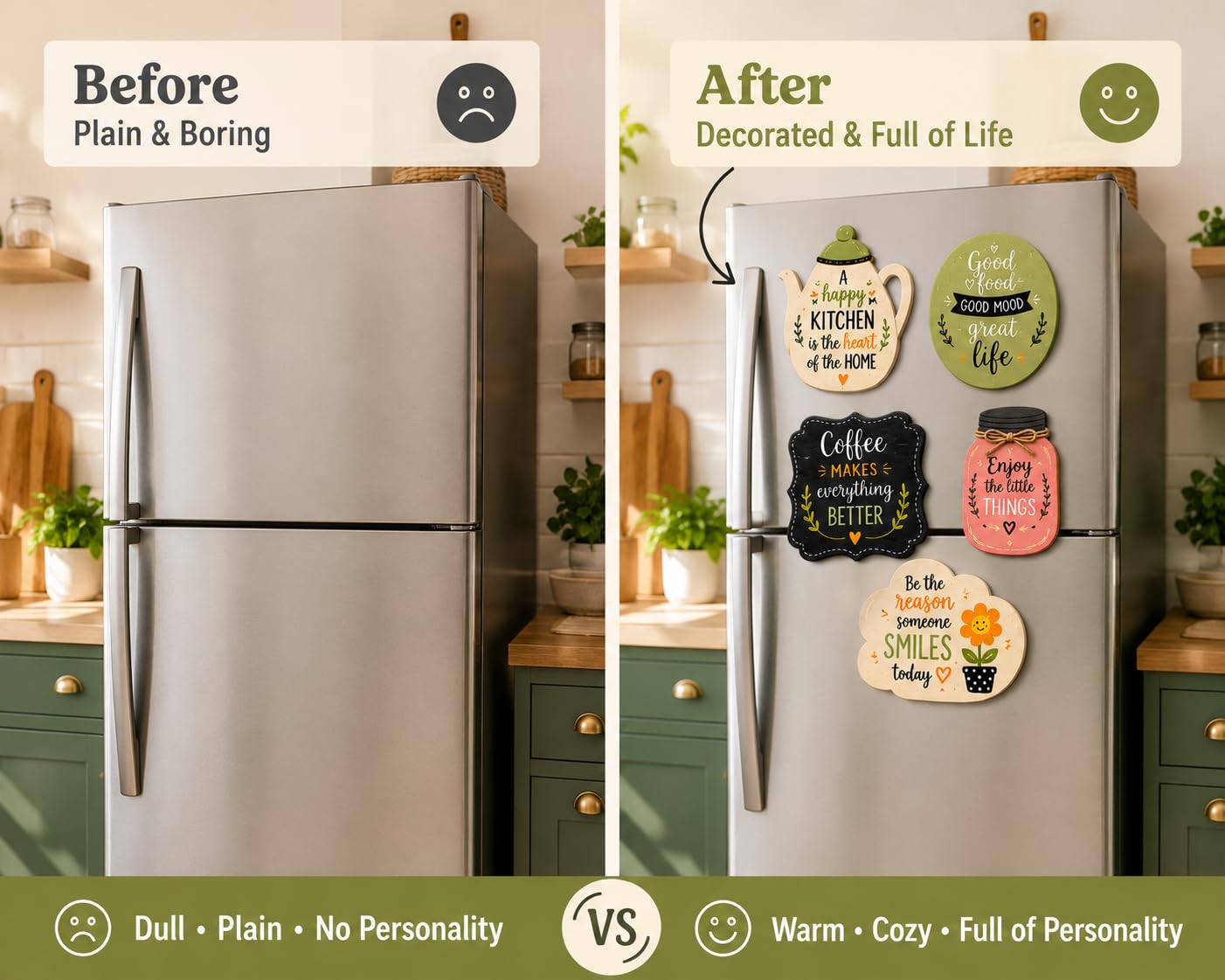 Wooden Fridge Magnets - Kitchen Decor & Quotes -6 Wooden Fridge Magnets - Kitchen Decor & Quotes -6