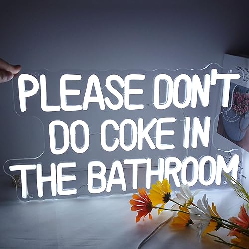 Miniatura 10 de Letrero de luz de neón LED rosa con texto en inglés Please don't do coke in the bath, para sala de juegos, dormitorio, bar, tienda, hotel,