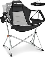 KingCamp Hammock Camping Chair: Swinging Oversized Rocker, 400lbs Capacity, Portable Folding with Cup Holder for Beach Patio Camp