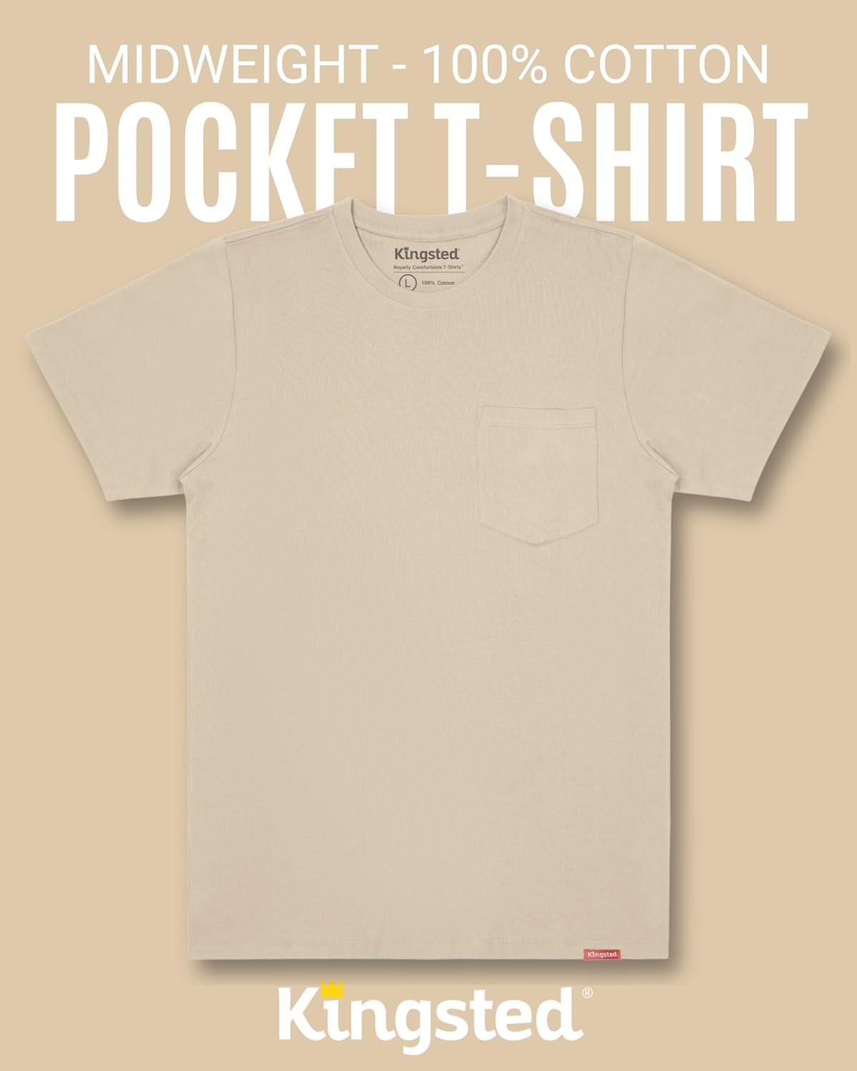 Kingsted Pocket T-Shirts for Men - Super Soft 100% Cotton Crewneck Tees - Well-Crafted Classic Comfort Fit - Image 4