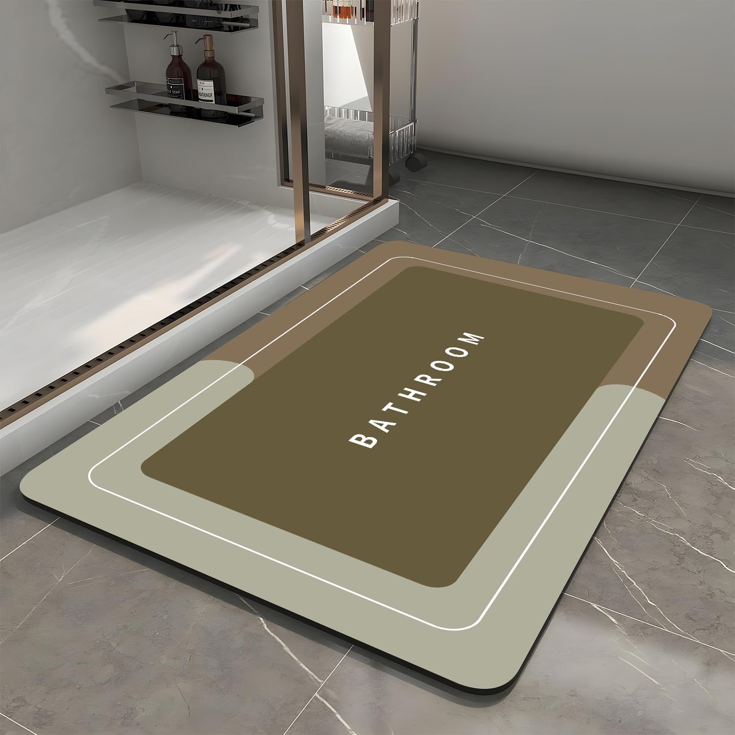 Bath Mat, Quick-Drying Non-Slip Thin Bathroom mat Super Absorbent Bath mats Rug-Bath Mats for Bathroom Floor Bathtub Vanity-Bathmat Bath Rug Easy Care Black 27.5" x15.7"