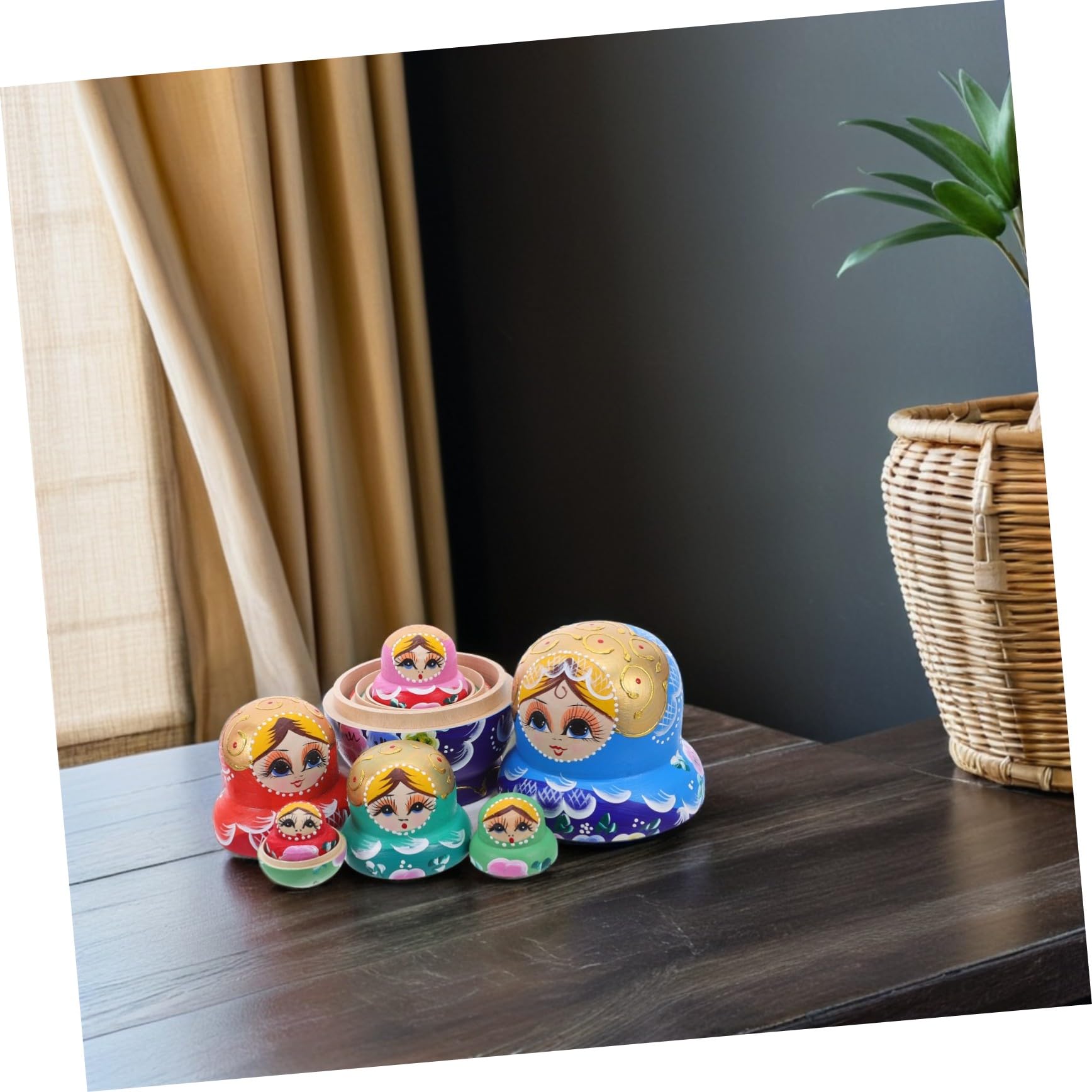 Kisangel Poupée Russe Matriochka à Couches Peinte Main Motifs Floraux de Poupées Russes Décoratives Bois pour Collectionneurs et Décoration Intérieure