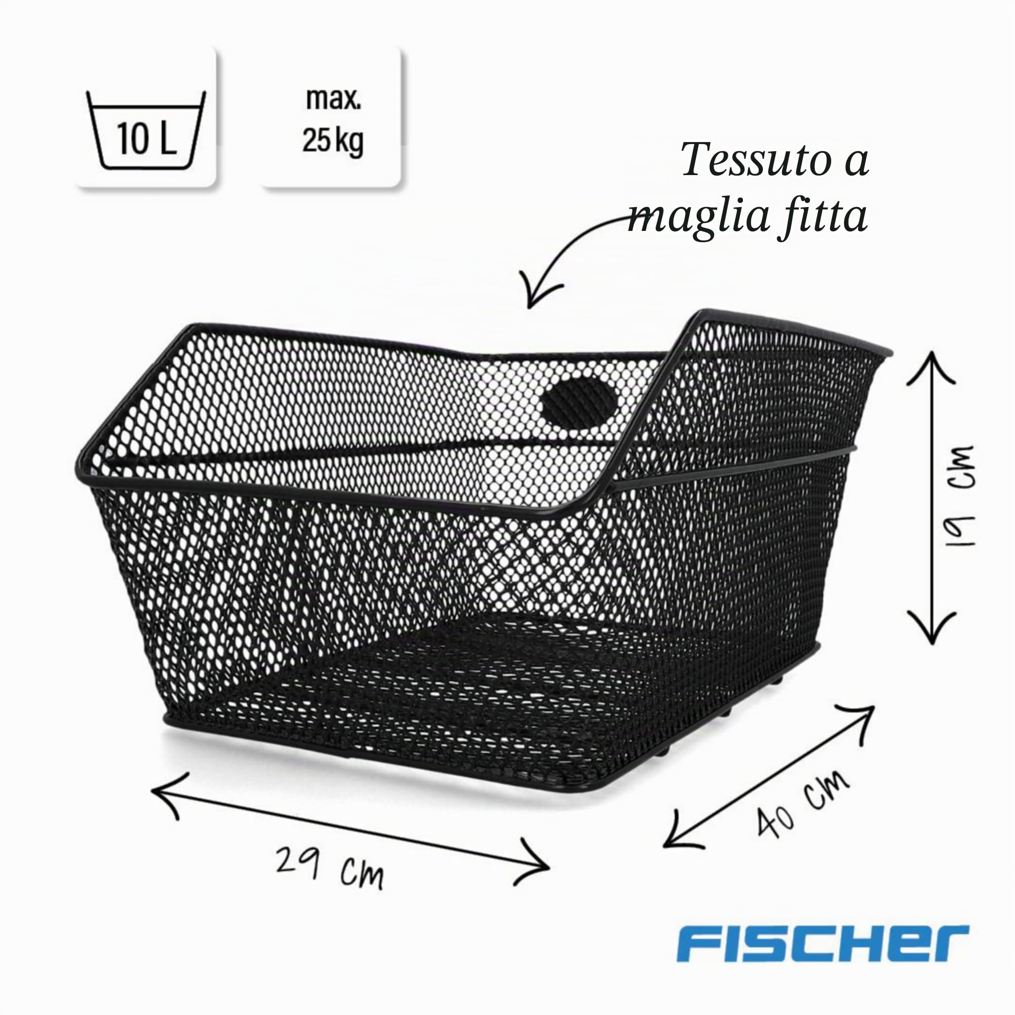 Fischer Cestino Portapacchi Nero 25 kg
