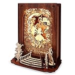 FUNPOLA Alice in Wonderland LED 3D Puzzle Nightlight - DIY Book Lamp with Clock - 3D Wood Puzzles Nightlight Home Dcor for Kids and Adults